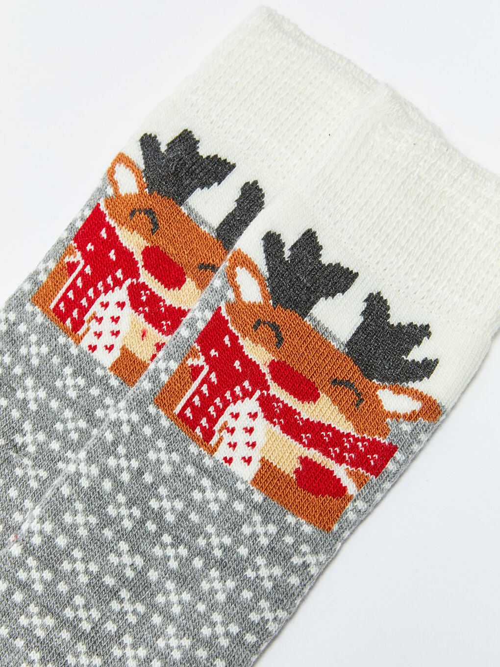 Gri Yılbaşı Temalı Erkek Soket Çorap-3