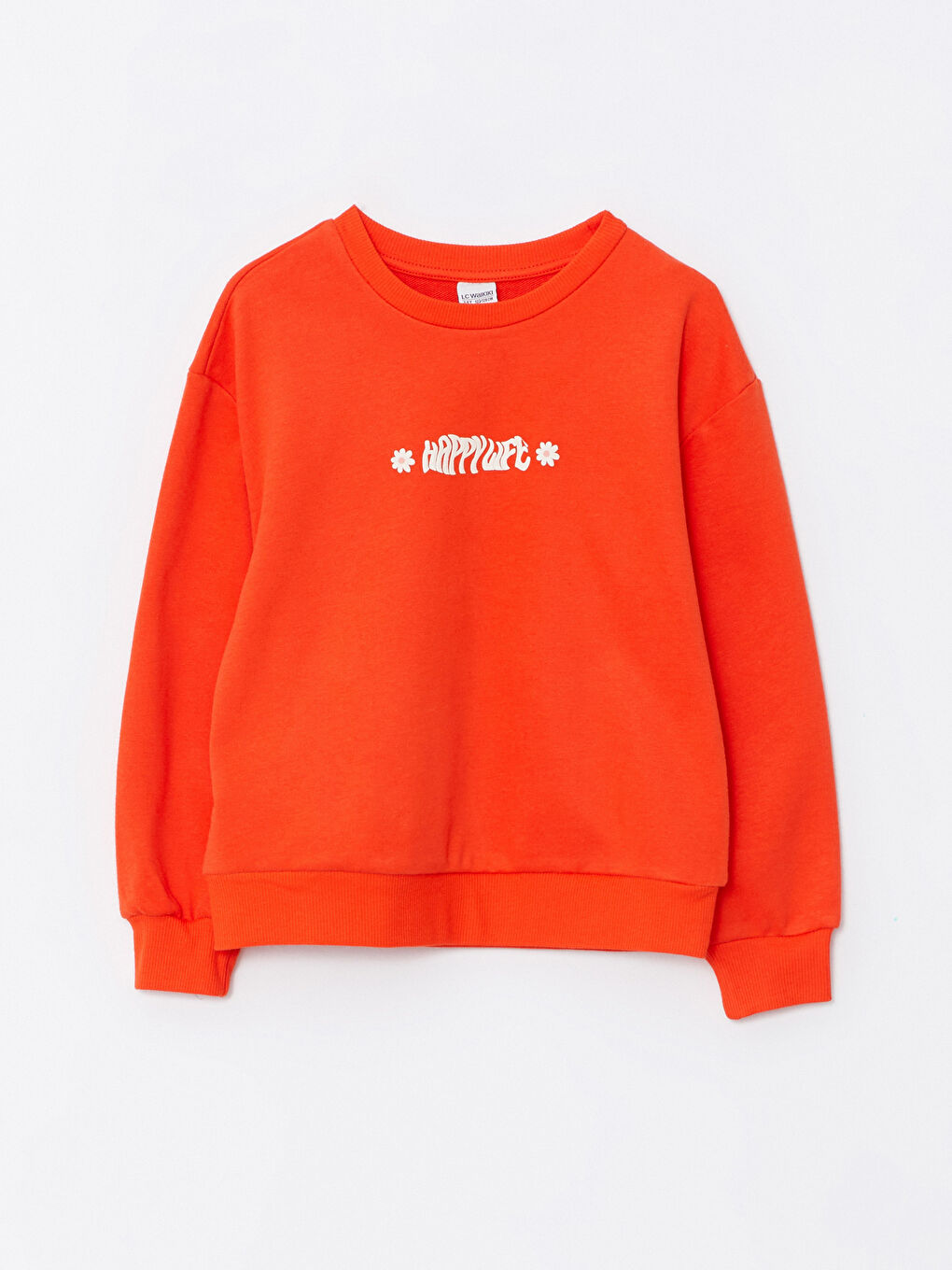 سويت شيرت كم طويل مطبوع بياقة دائرية للبنات-3