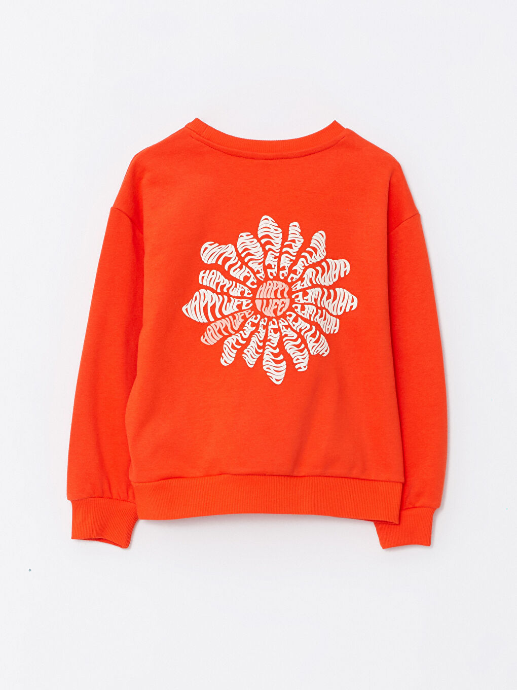 سويت شيرت كم طويل مطبوع بياقة دائرية للبنات-4