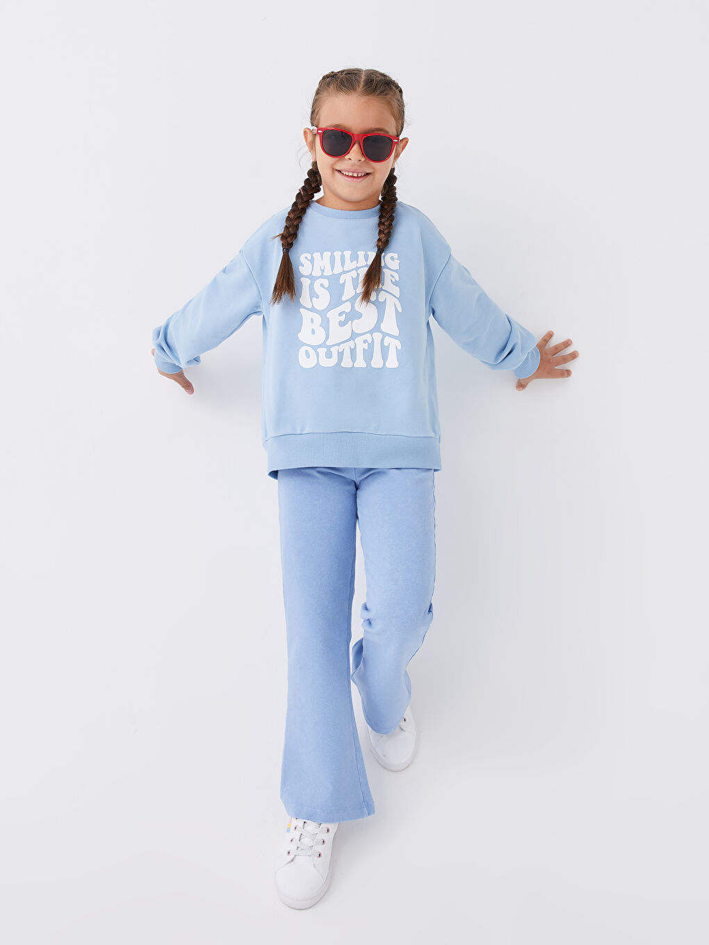 Mavi Bisiklet Yaka Baskılı Uzun Kollu Kız Çocuk Sweatshirt-1