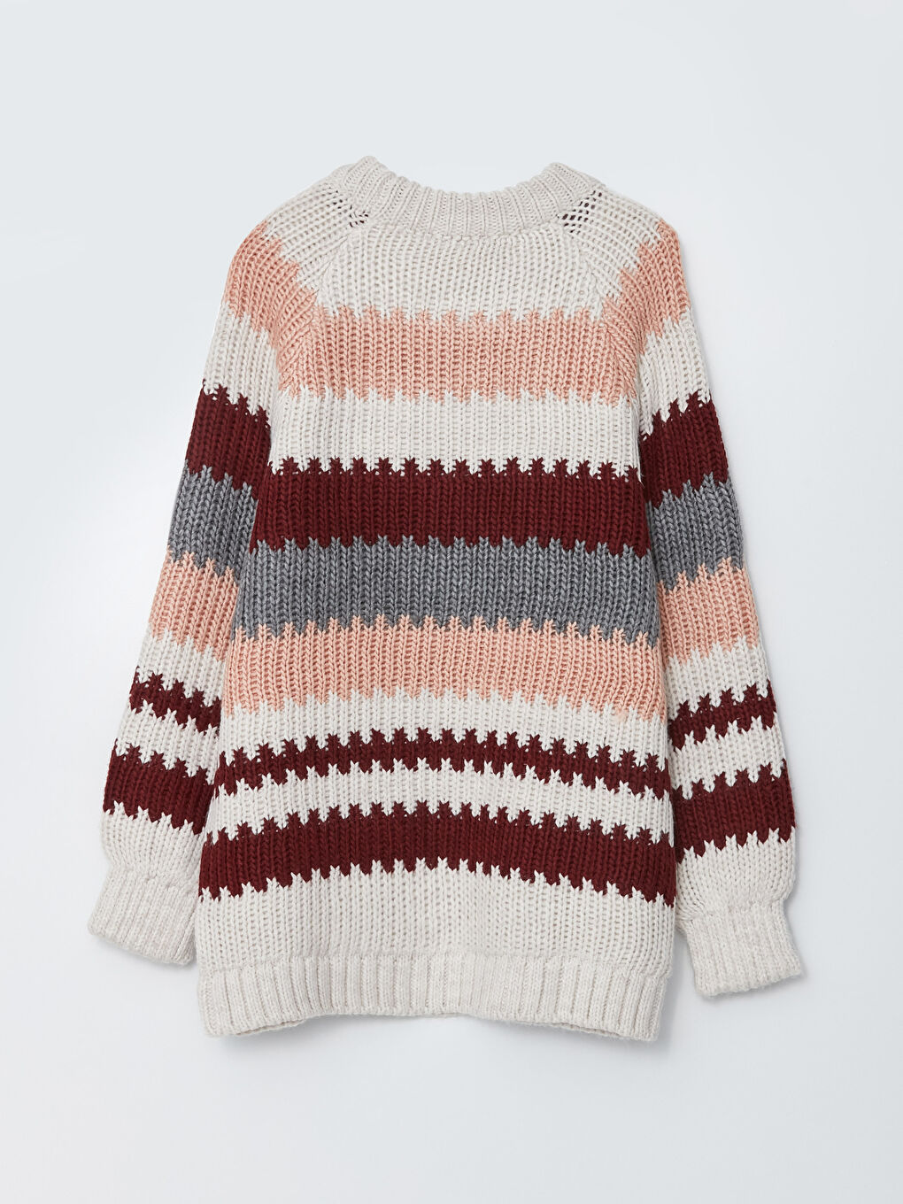 Karışık Bisiklet Yaka Renk Bloklu Uzun Kollu Kadın Triko Kazak-10