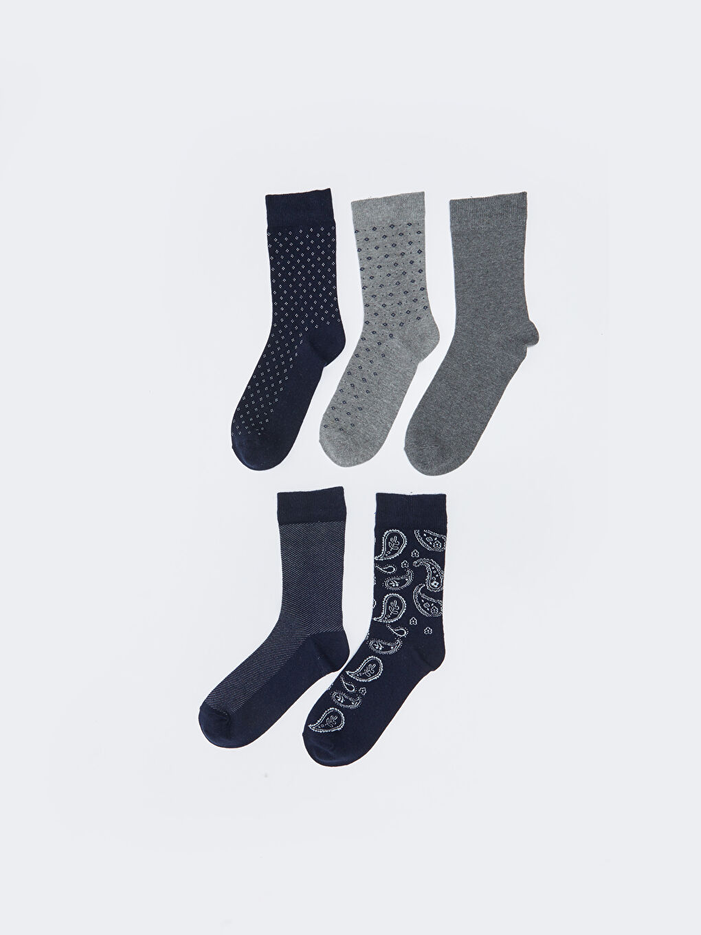 جوارب الكاحل المنقوشة للرجال - عبوة ٥ قطع-1