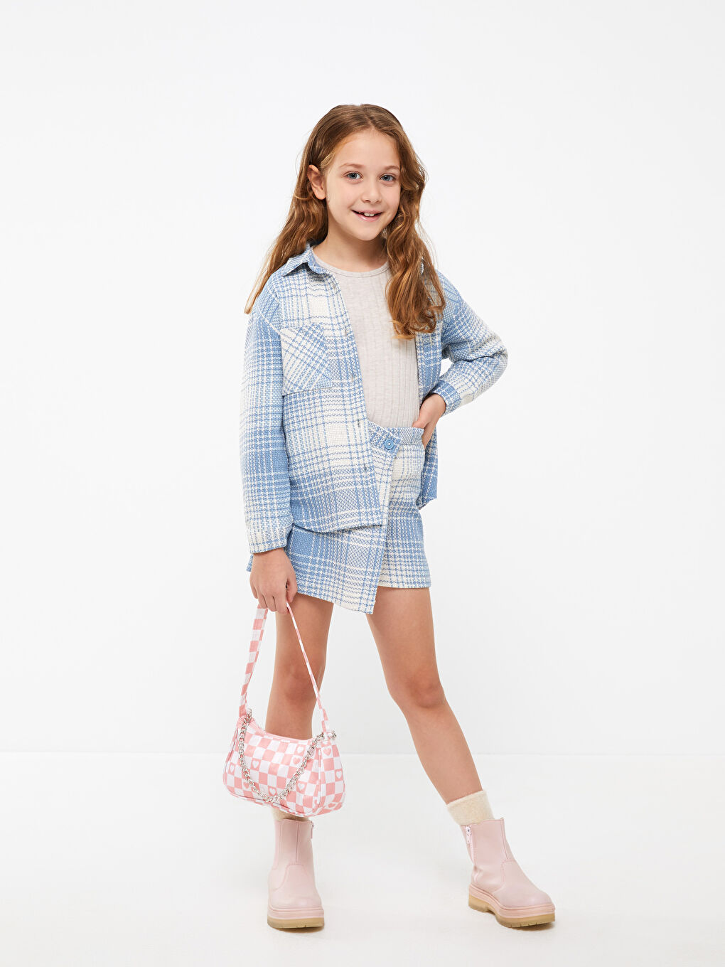 تەنورەی کورت چوارخانە کچان بە کەمەر لاستیک-2