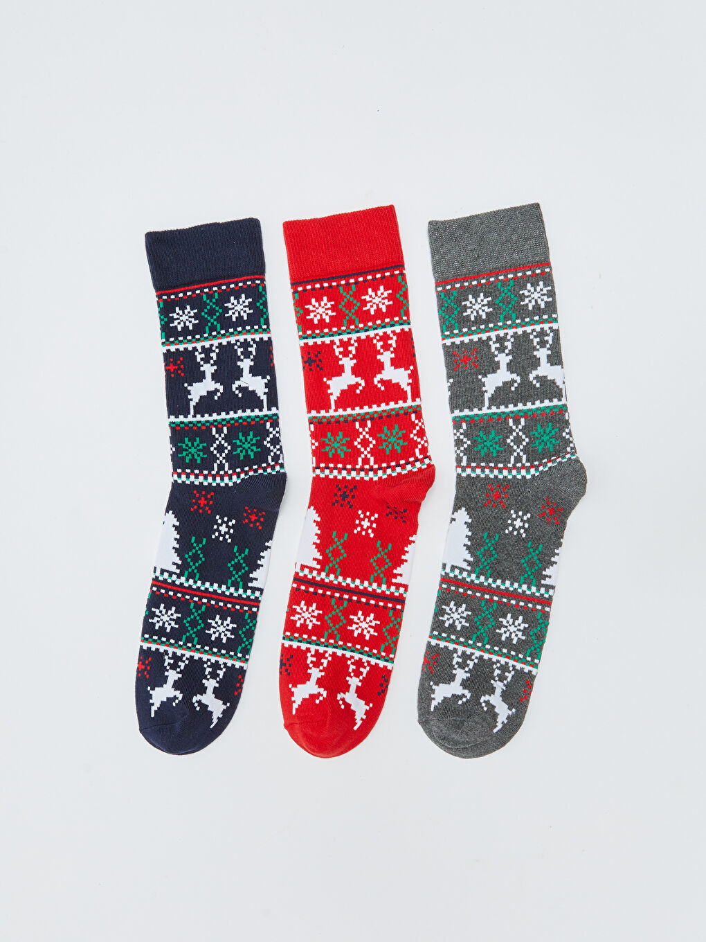 Weihnachtlich gestaltete Knöchelsocken für Herren 3er-Pack-1