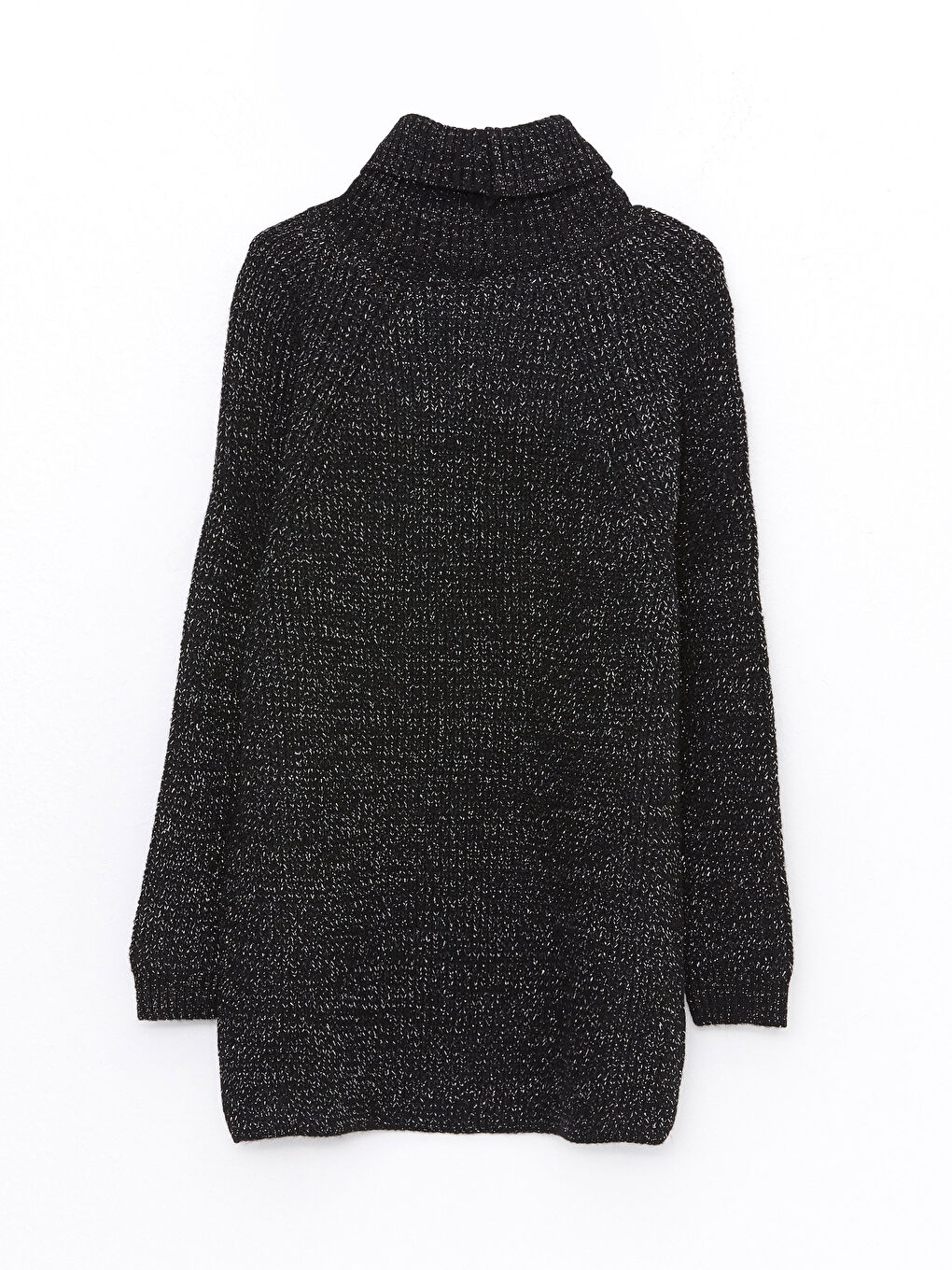 Siyah Balıkçı Yaka Düz Uzun Kollu Kadın Triko Tunik-6