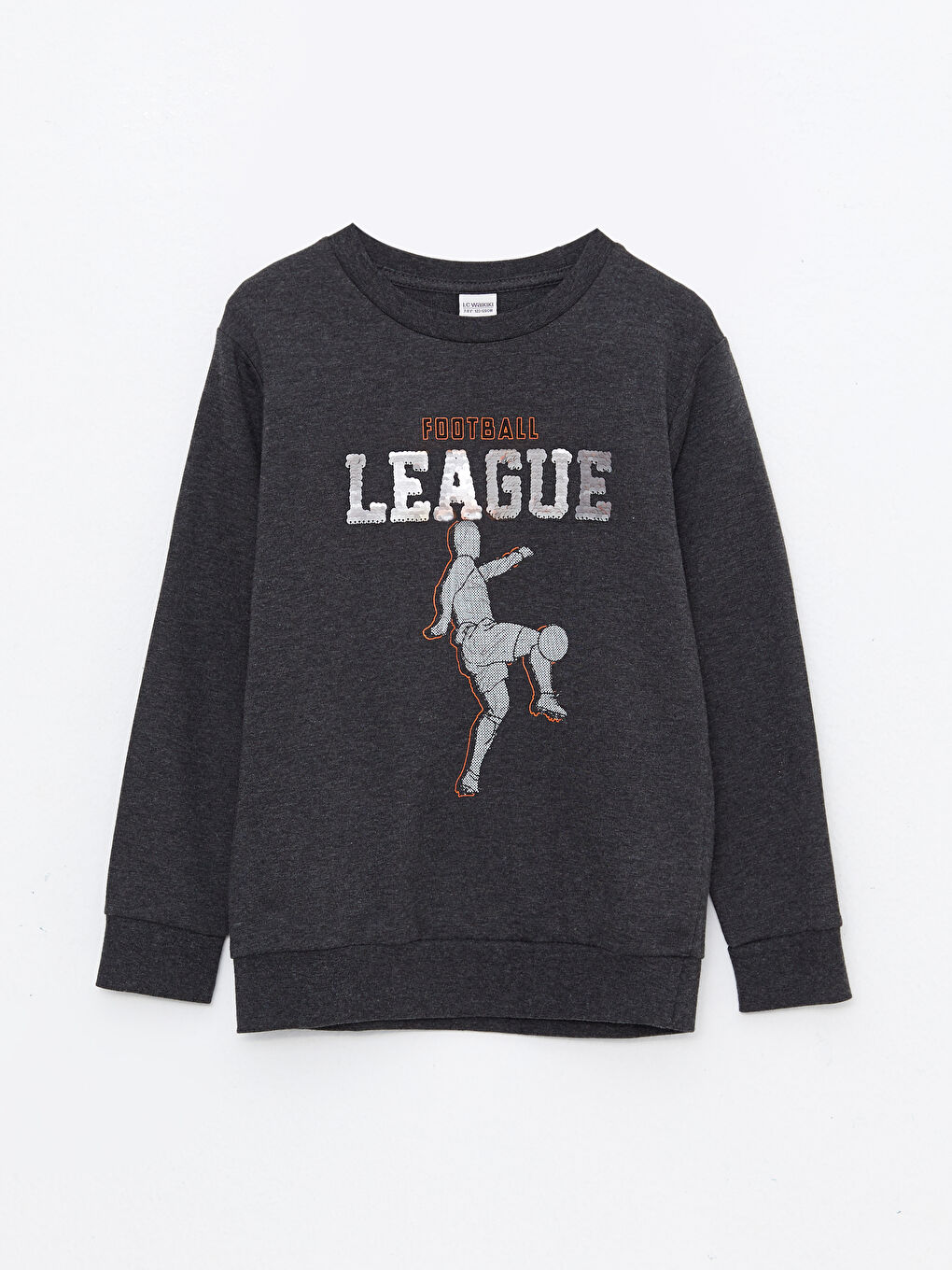 Ұлдарға арналған ұзын жеңді принтті дөңгелек жағалы свитшот-2