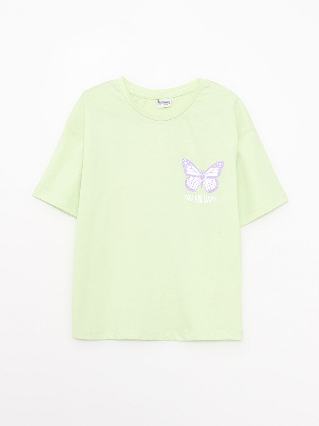 Crew Neck Printed Short Sleeve Cotton Girl T-shirt