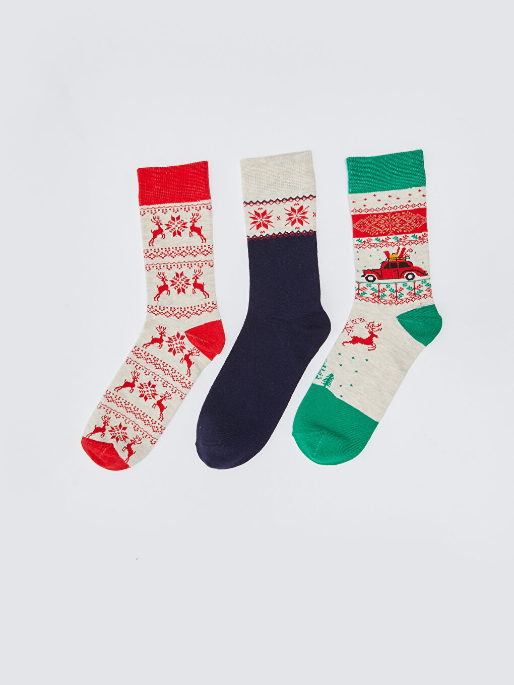 LCW ACCESSORIES Christmas Themed Men's Ankle Socks 3-Pack -W2G636Z8-K00