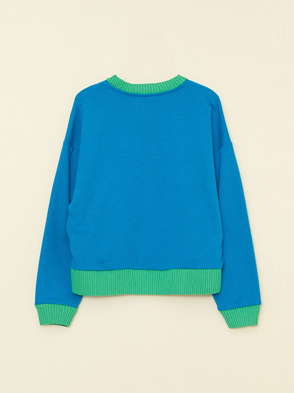 Mavi Bisiklet Yaka Renk Bloklu Uzun Kollu Kadın Sweatshirt-8