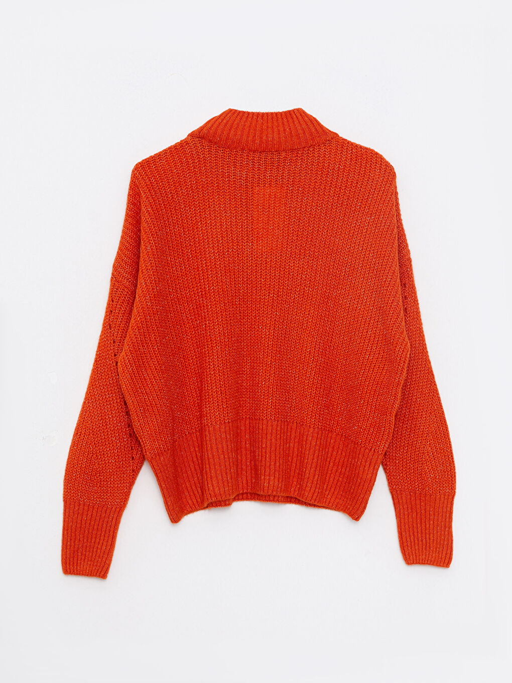 Half Turtleneck Self Patterned Long Sleeve Women's Tricot Sweater-6