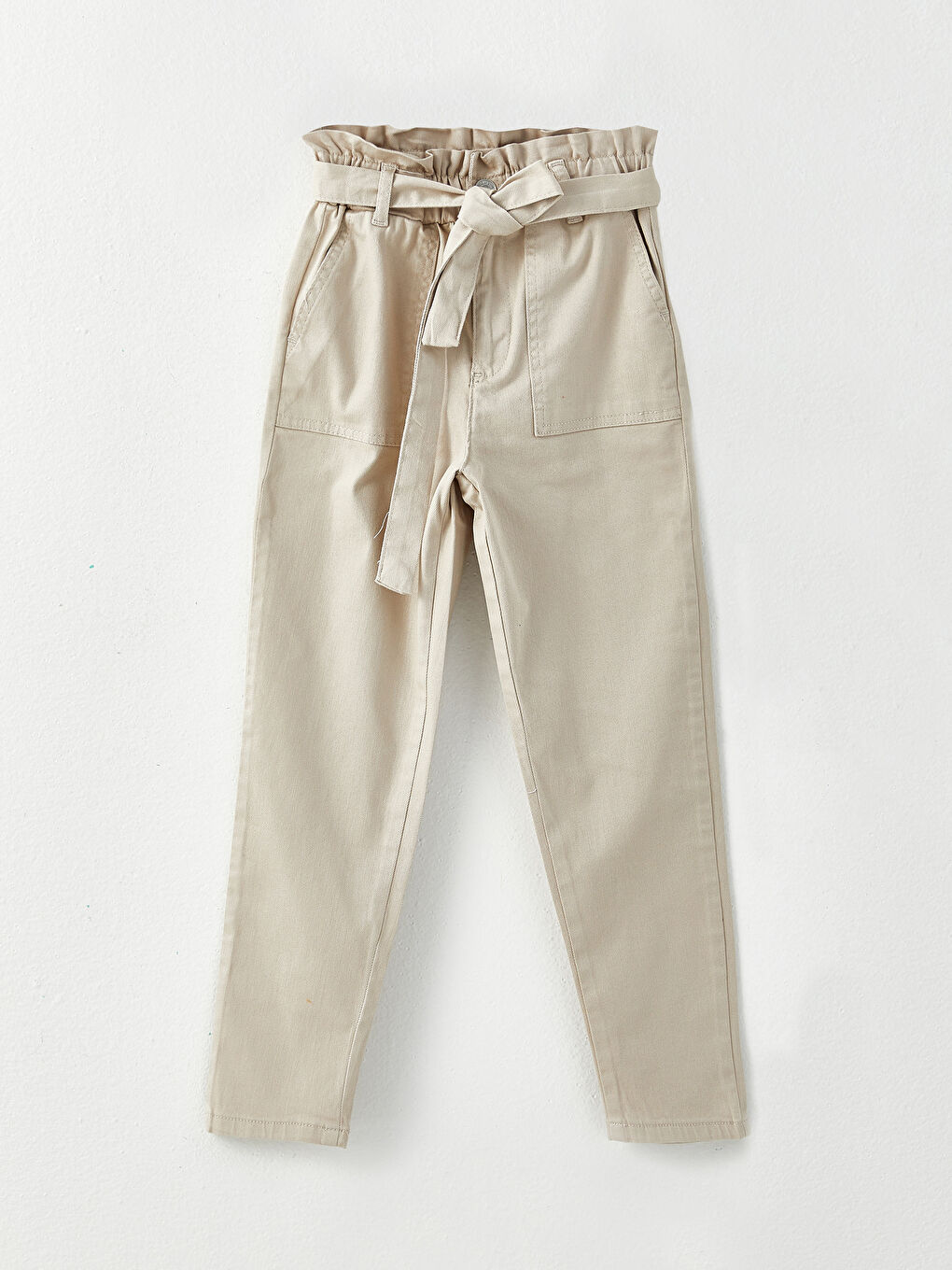 Elastic Waist Basic Gabardine Girl Trousers