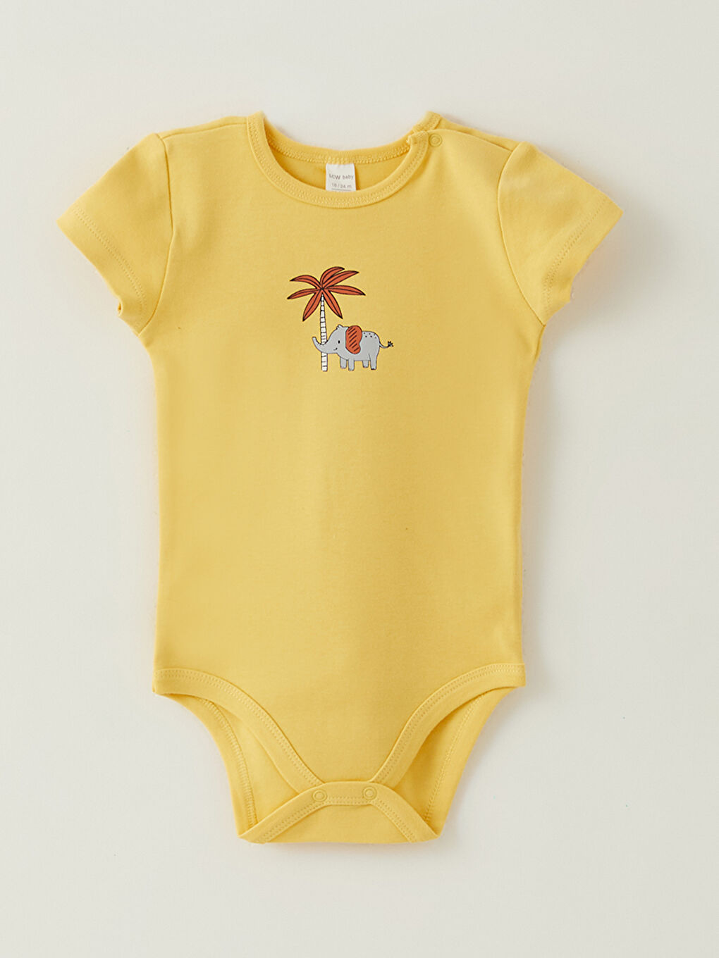 Sarı Bisiklet Yaka Uzun Kollu Baskılı Erkek Bebek Çıtçıtlı Bodysuit  2'li-2