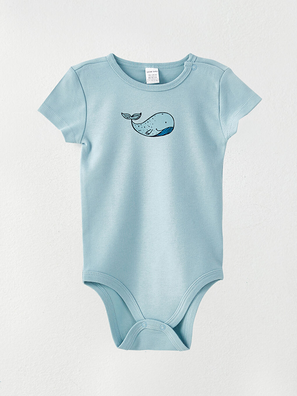 Mavi Bisiklet Yaka Kısa Kollu Baskılı Erkek Bebek Çıtçıtlı Bodysuit 2'li-1