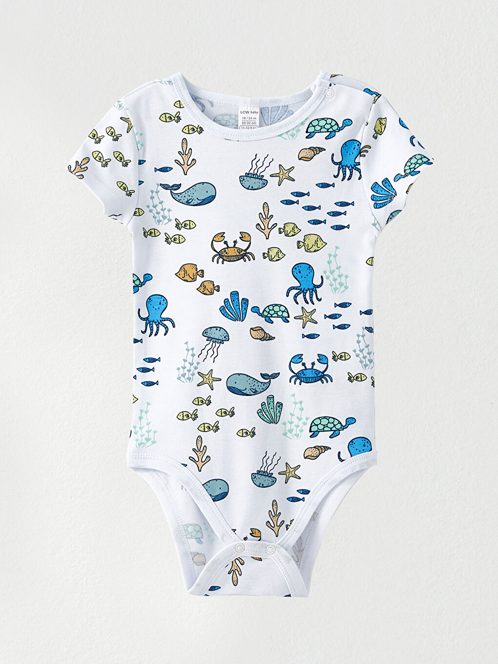 Mavi Bisiklet Yaka Kısa Kollu Baskılı Erkek Bebek Çıtçıtlı Bodysuit 2'li-2