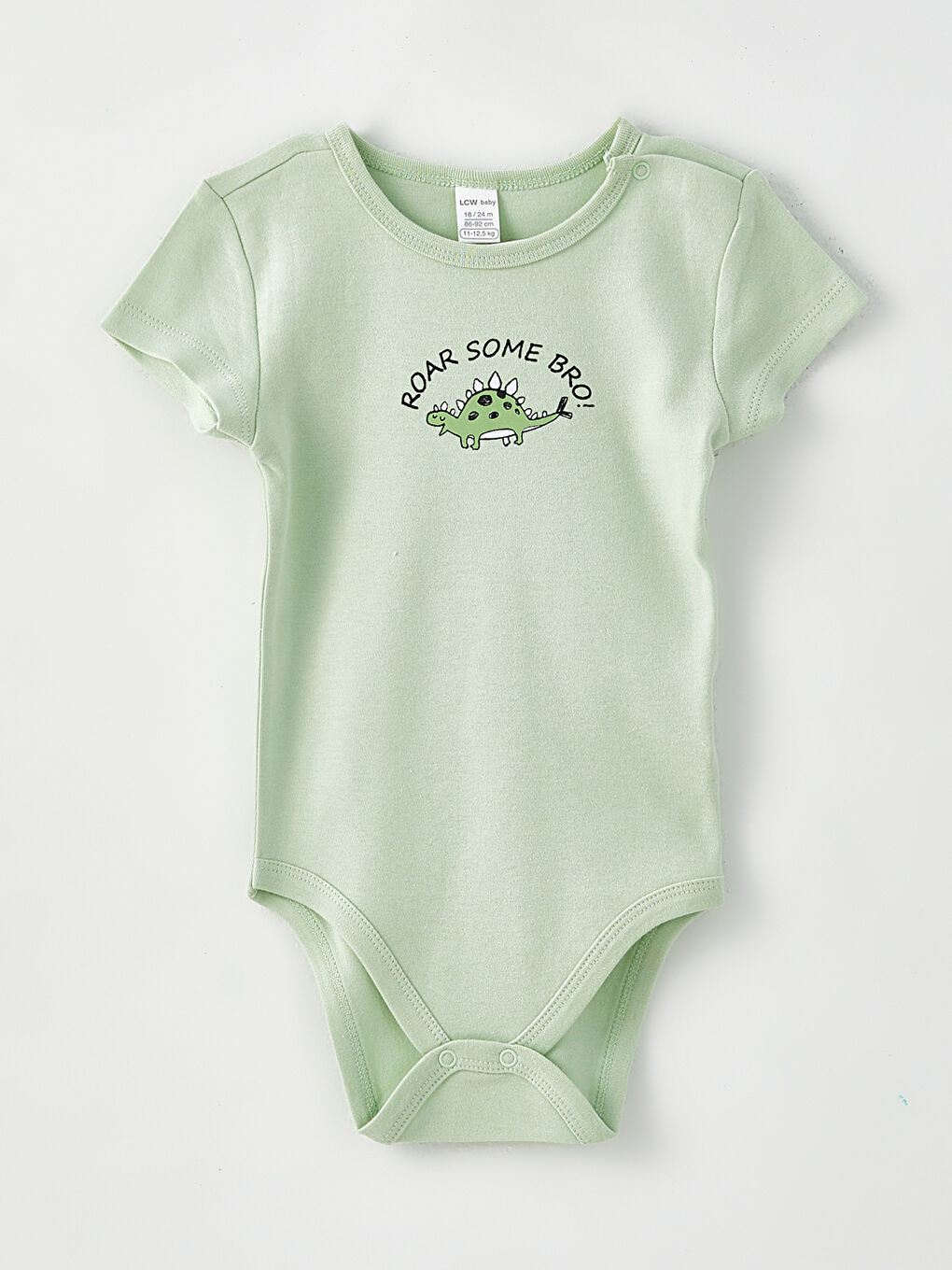 Yeşil Bisiklet Yaka Kısa Kollu Baskılı Erkek Bebek Çıtçıtlı Bodysuit 2'li-2