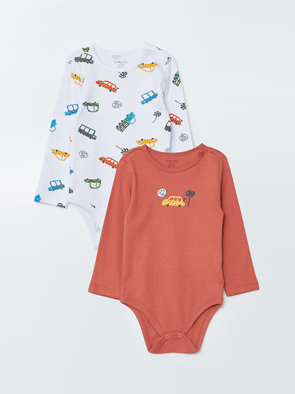Crew Neck Printed Baby Boy Bodysuit with Snap Crotch 2-Pack