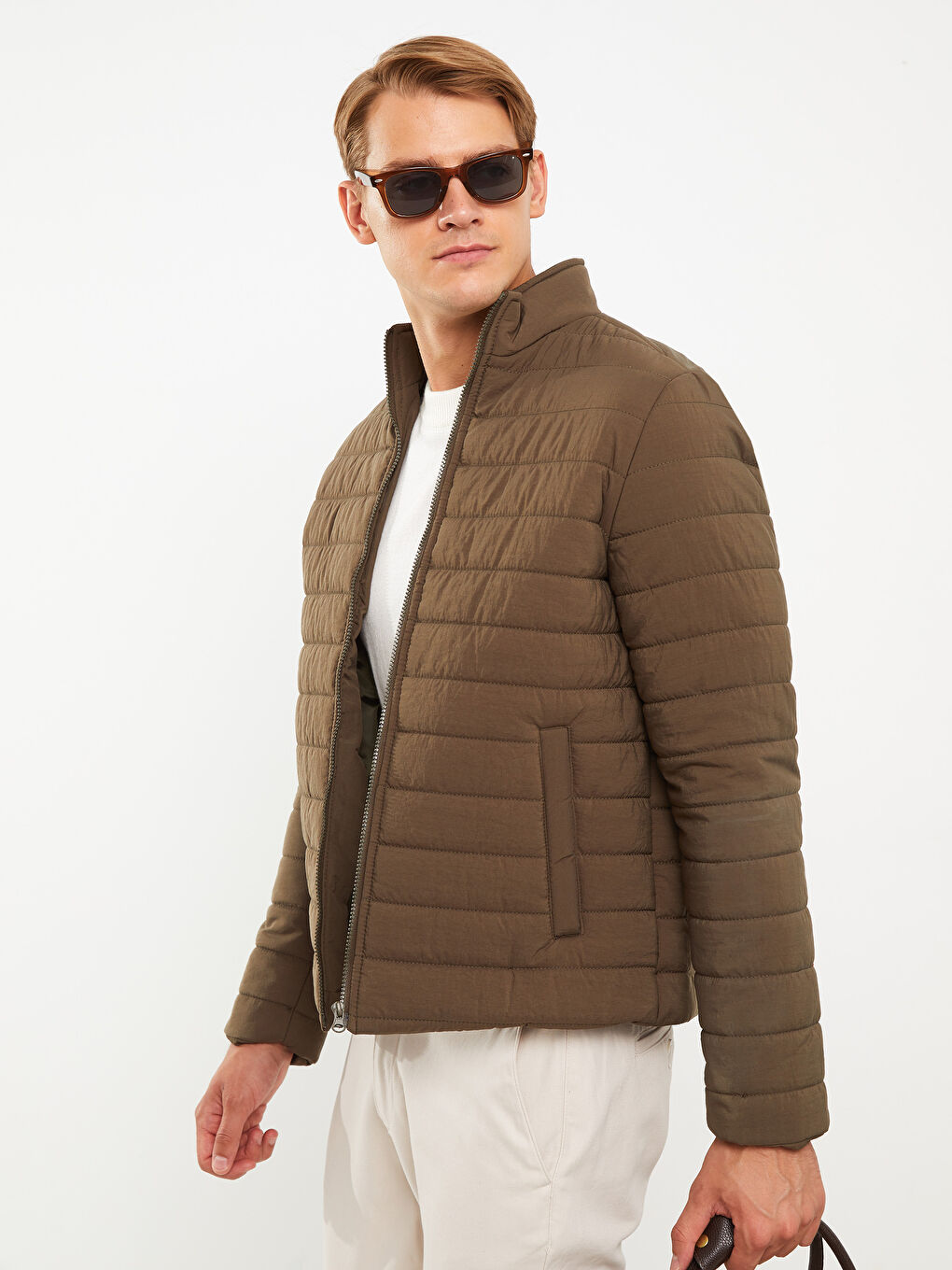 Standard Fit Funnel Neck Men's Puffer Coat -W2G699Z8-SEM