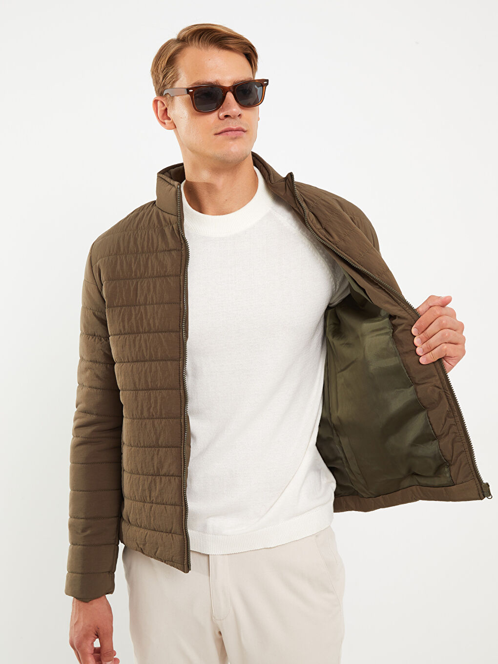 Standard Fit Funnel Neck Men's Puffer Coat -W2G699Z8-SEM