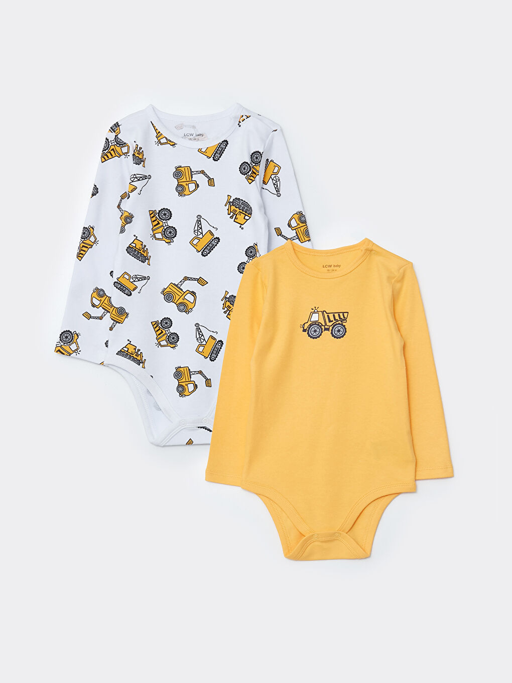 Printed Long Sleeve Baby Body with Snap Crotch 2-Pack