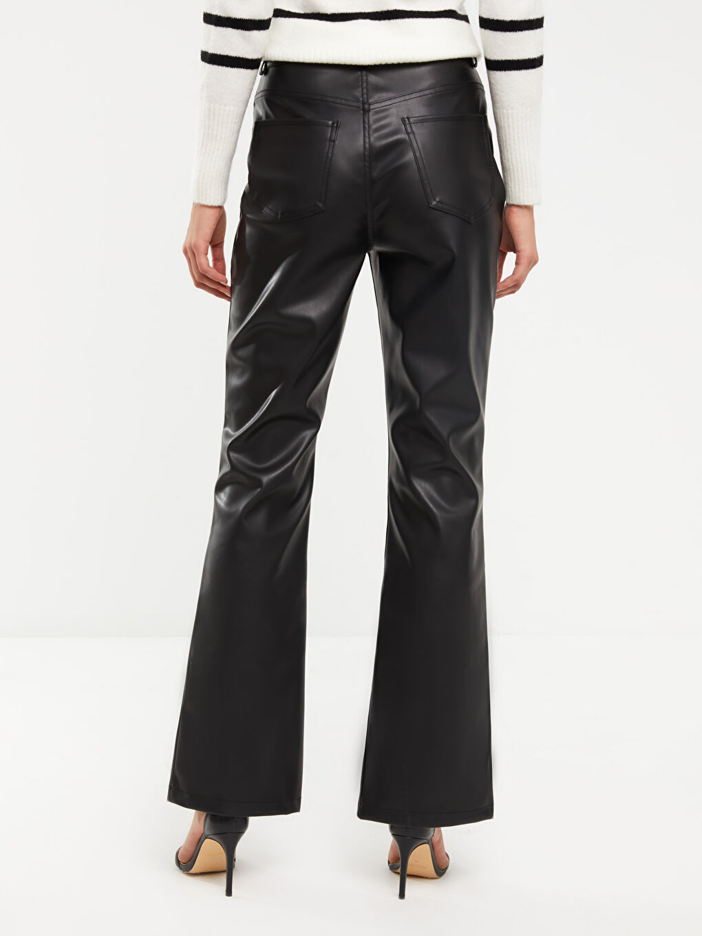 Standard Fit Regular Faux Leather Women's Trousers-4