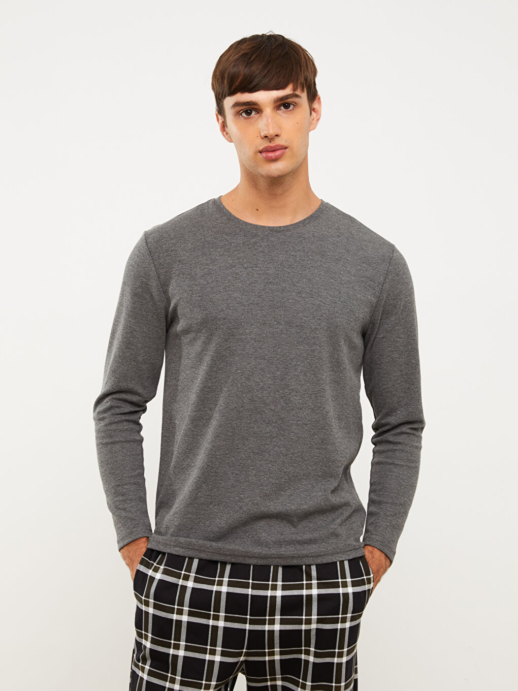 Mavi Standart Kalıp Ekose Erkek Pijama Takımı-1