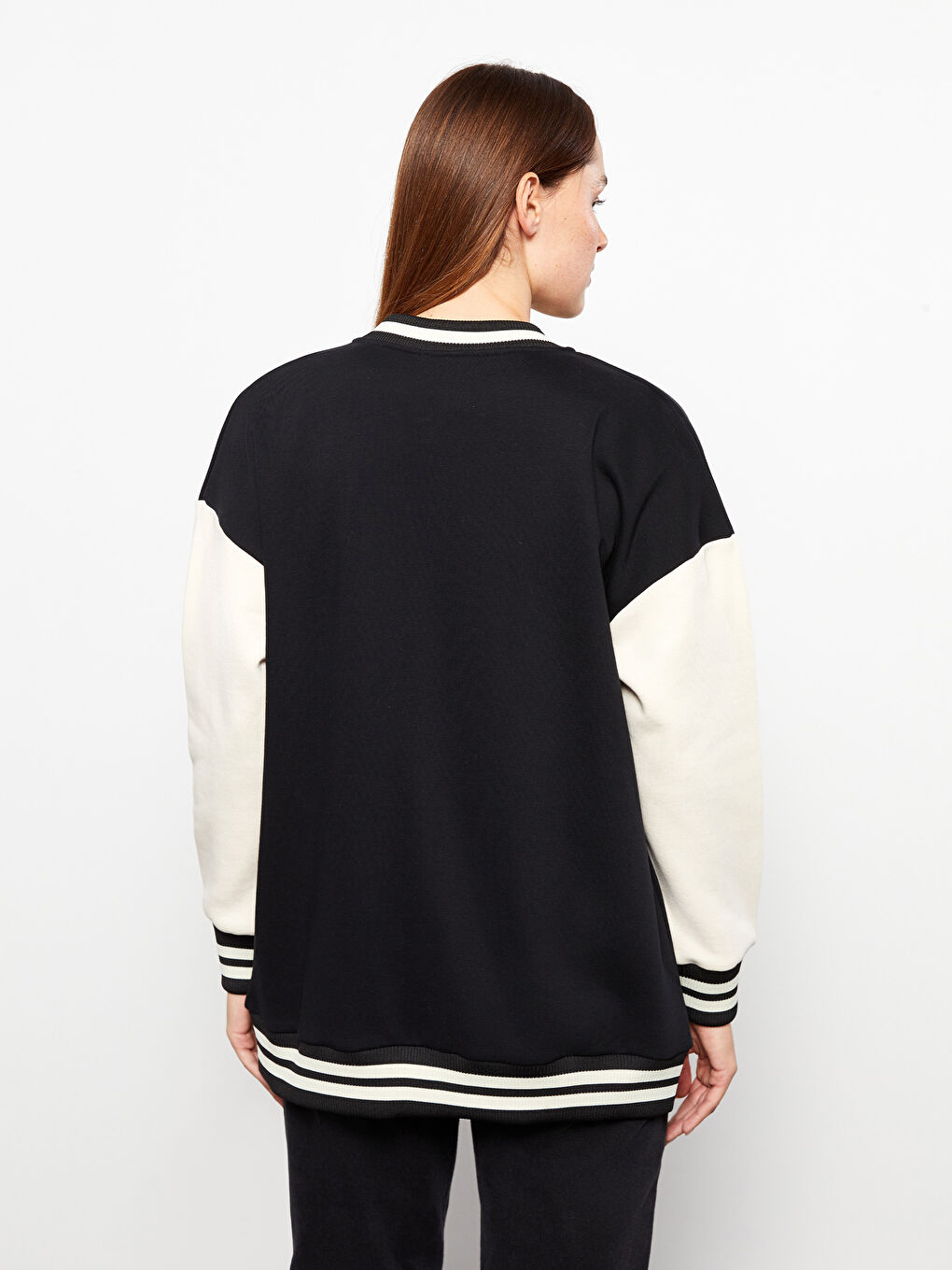 Bomber Collar Embroidered Women's College Jacket-5