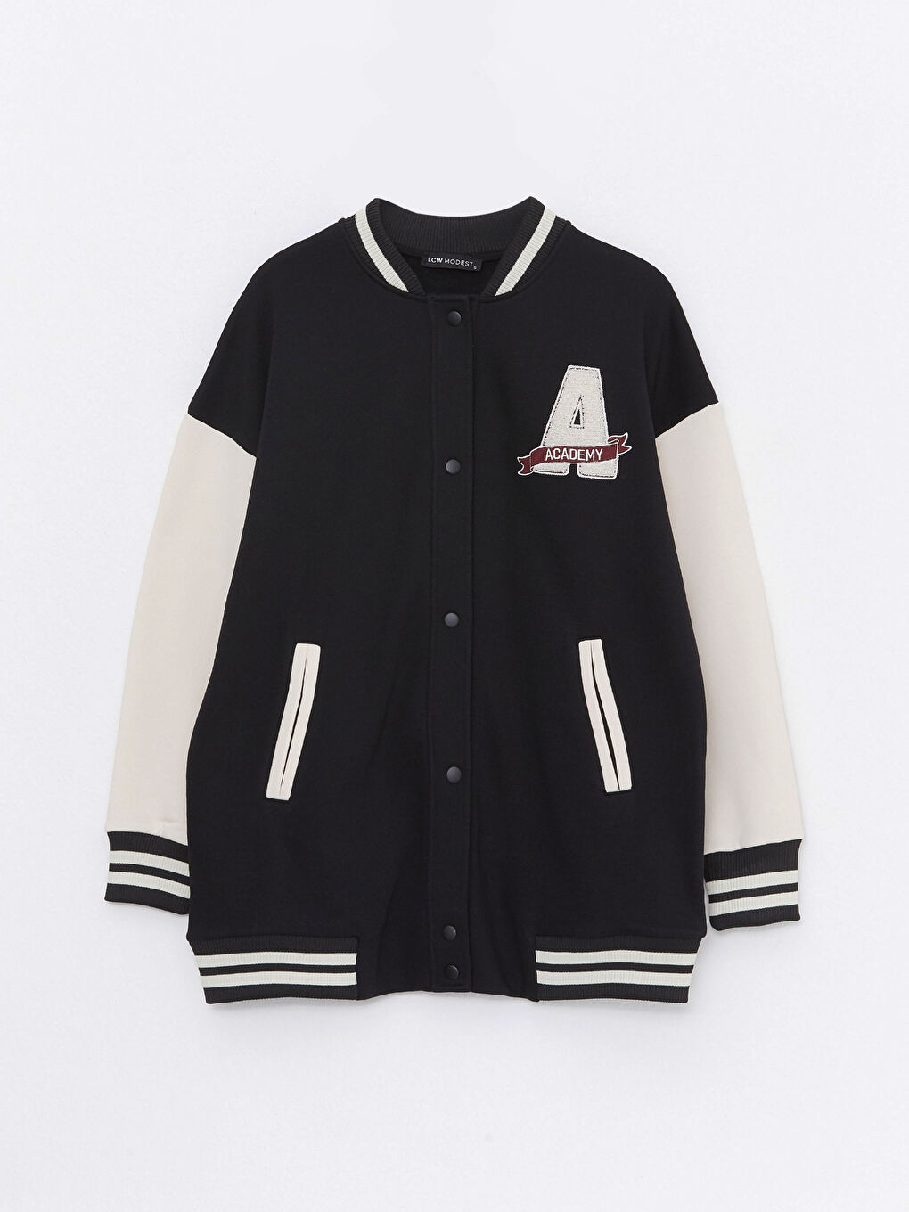 Bomber Collar Embroidered Women's College Jacket-6