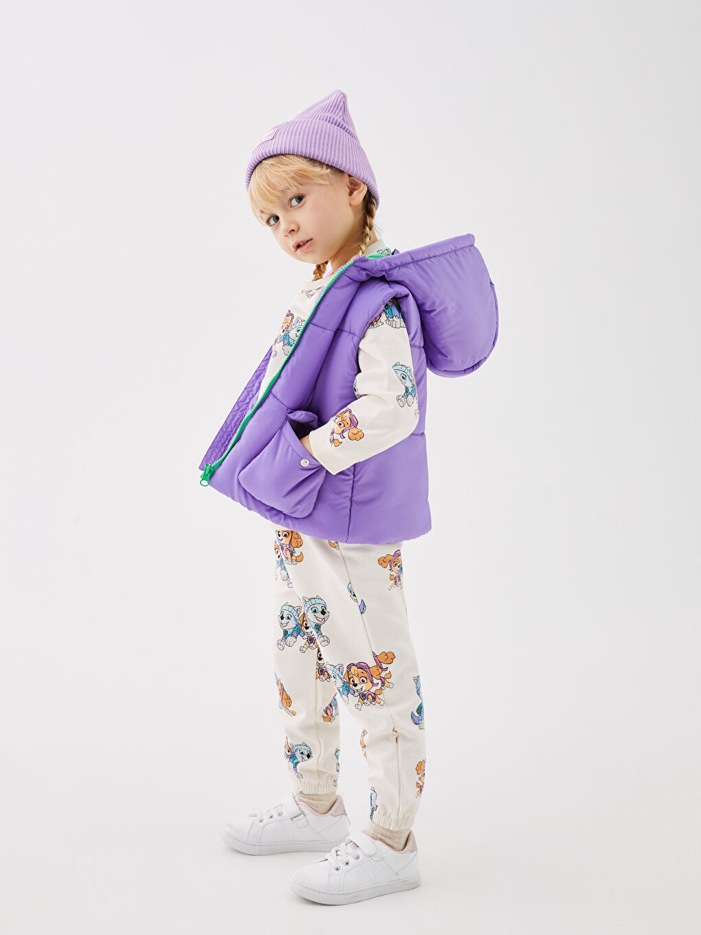 Hooded Basic Baby Girl Zippered Vest-1