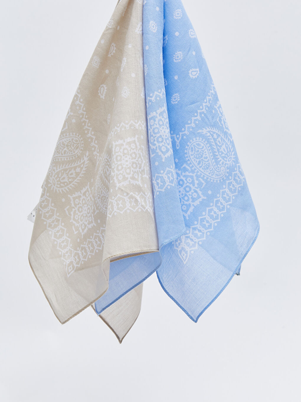 Mavi Desenli Pamuklu Kadın Bandana 2'li-2