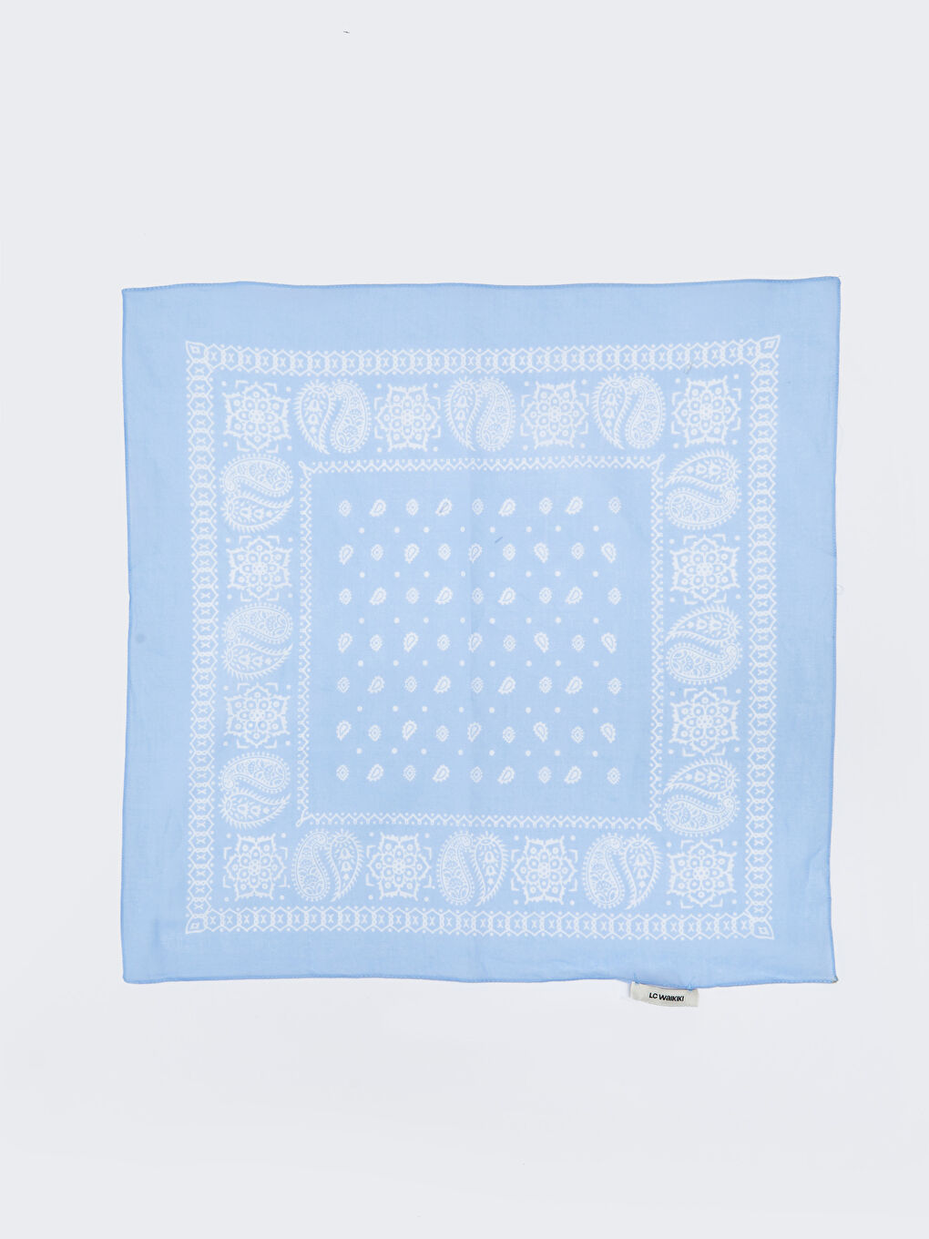 Mavi Desenli Pamuklu Kadın Bandana 2'li-4