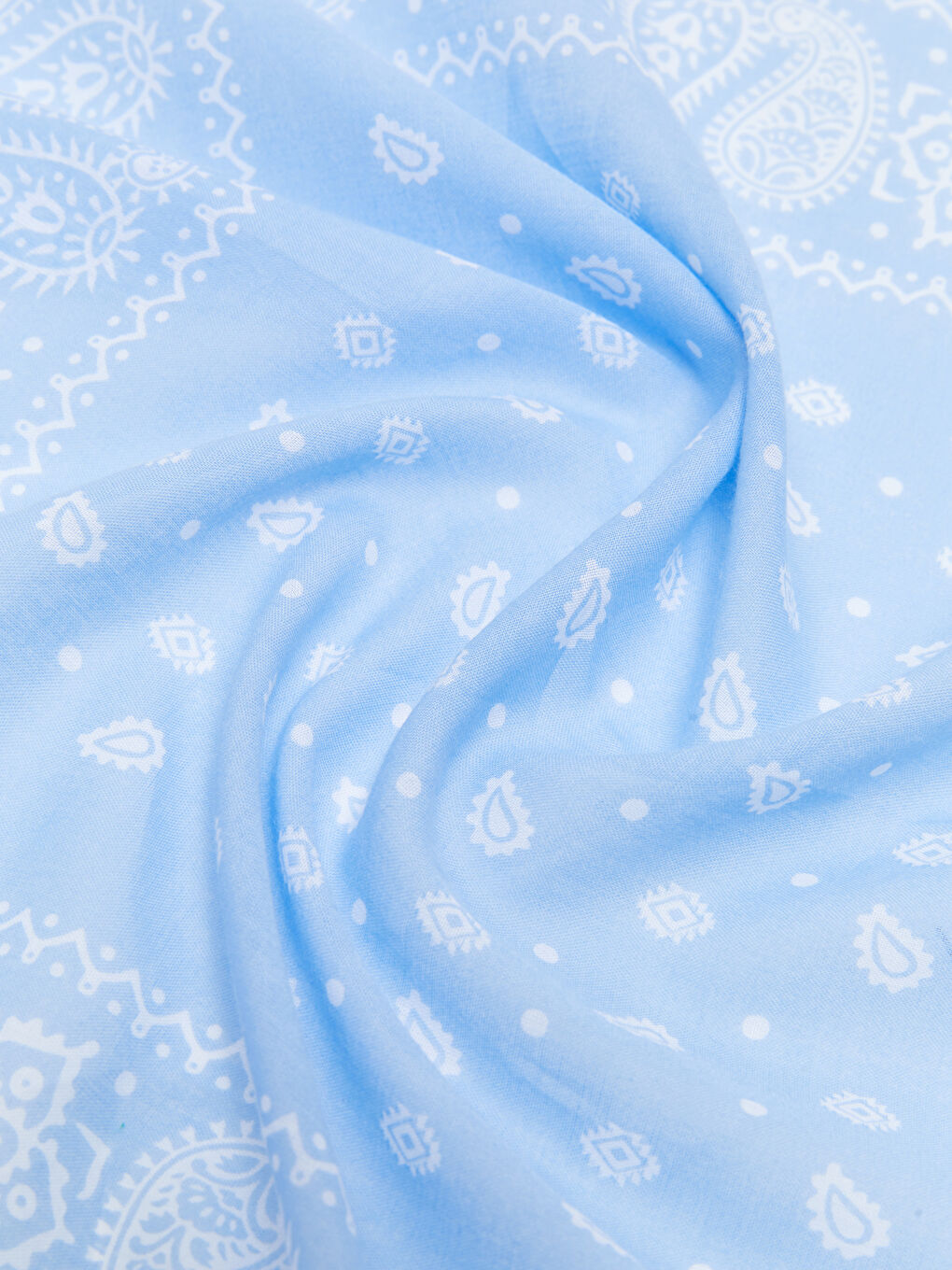 Mavi Desenli Pamuklu Kadın Bandana 2'li-5