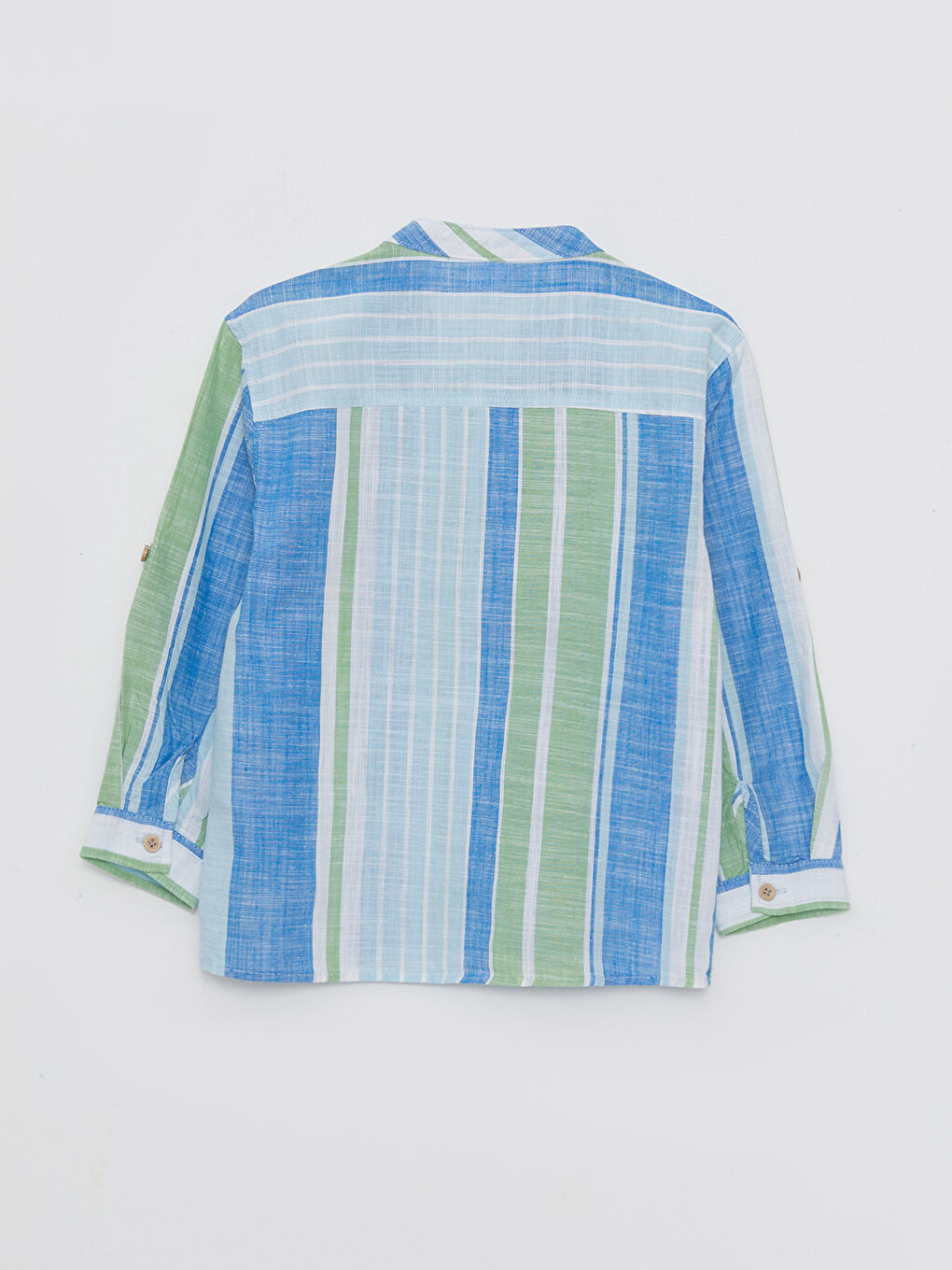 Mavi Hakim Yaka Uzun Kollu Erkek Bebek Gömlek-1