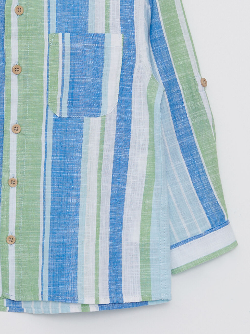 Mavi Hakim Yaka Uzun Kollu Erkek Bebek Gömlek-2