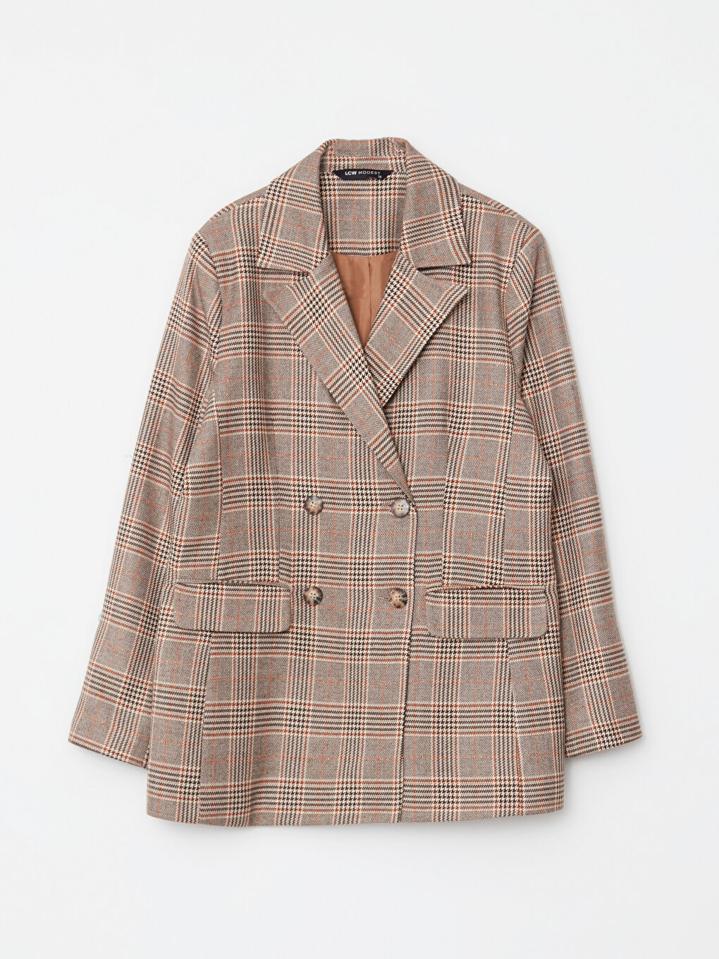 Front Buttoned Plaid Long Sleeve Women's Jacket-5