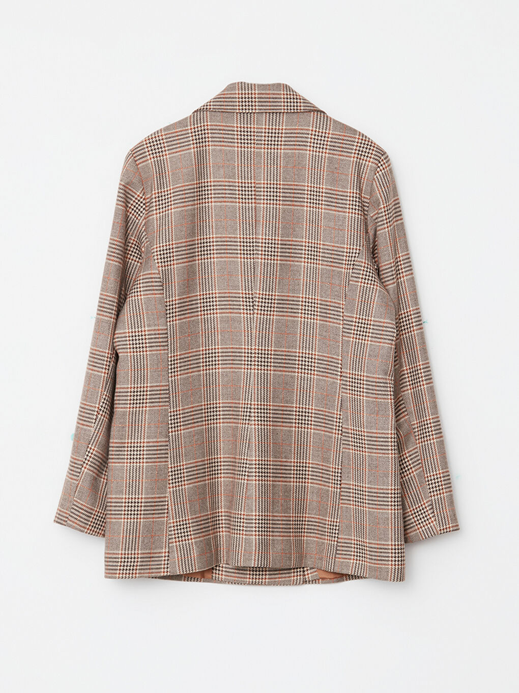 Front Buttoned Plaid Long Sleeve Women's Jacket-6