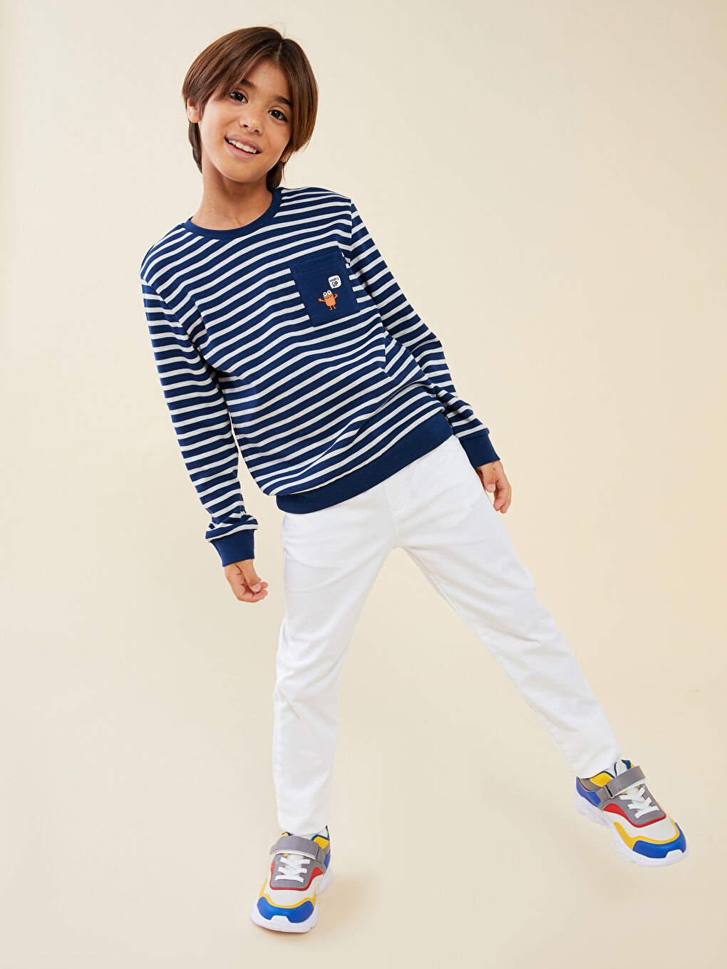 Elasticated Waist Basic Gabardine Boys' Trousers-1