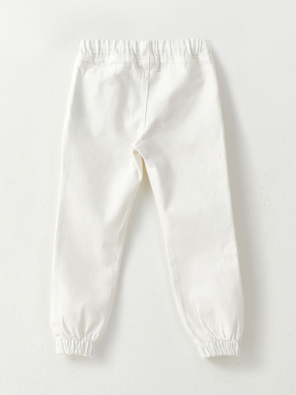 Beyaz Beli Lastikli Basic Erkek Çocuk Jogger Pantolon-1