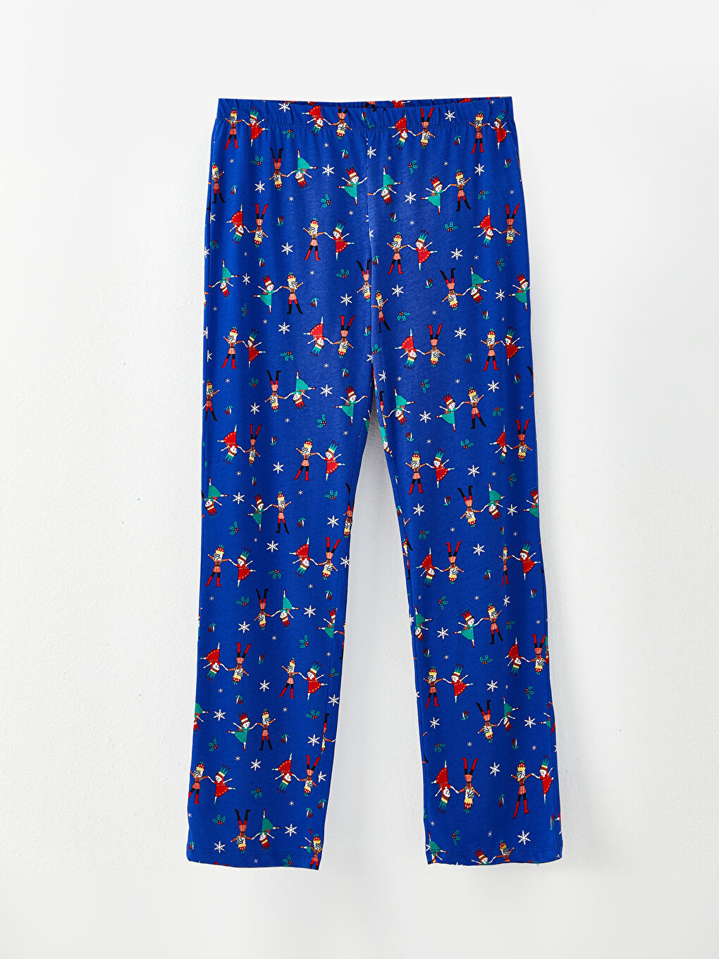 әйелдерге арналған жаңа жылдық тақырыптағы ұзын жеңді дөңгелек жағалы мақта пижама жинағы-7