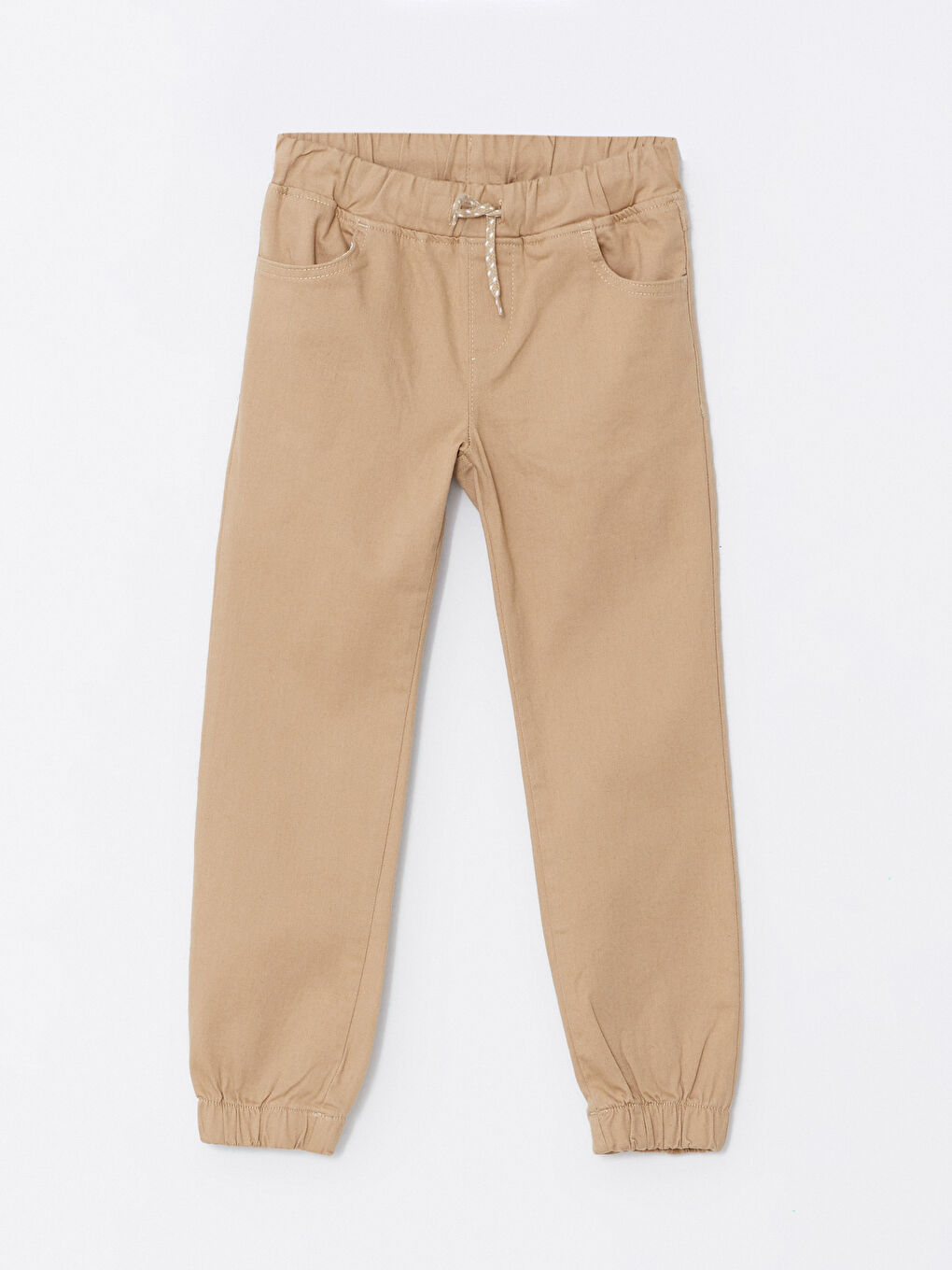 Elastic Waist Basic Gabardine Boy Jogger Trousers-1