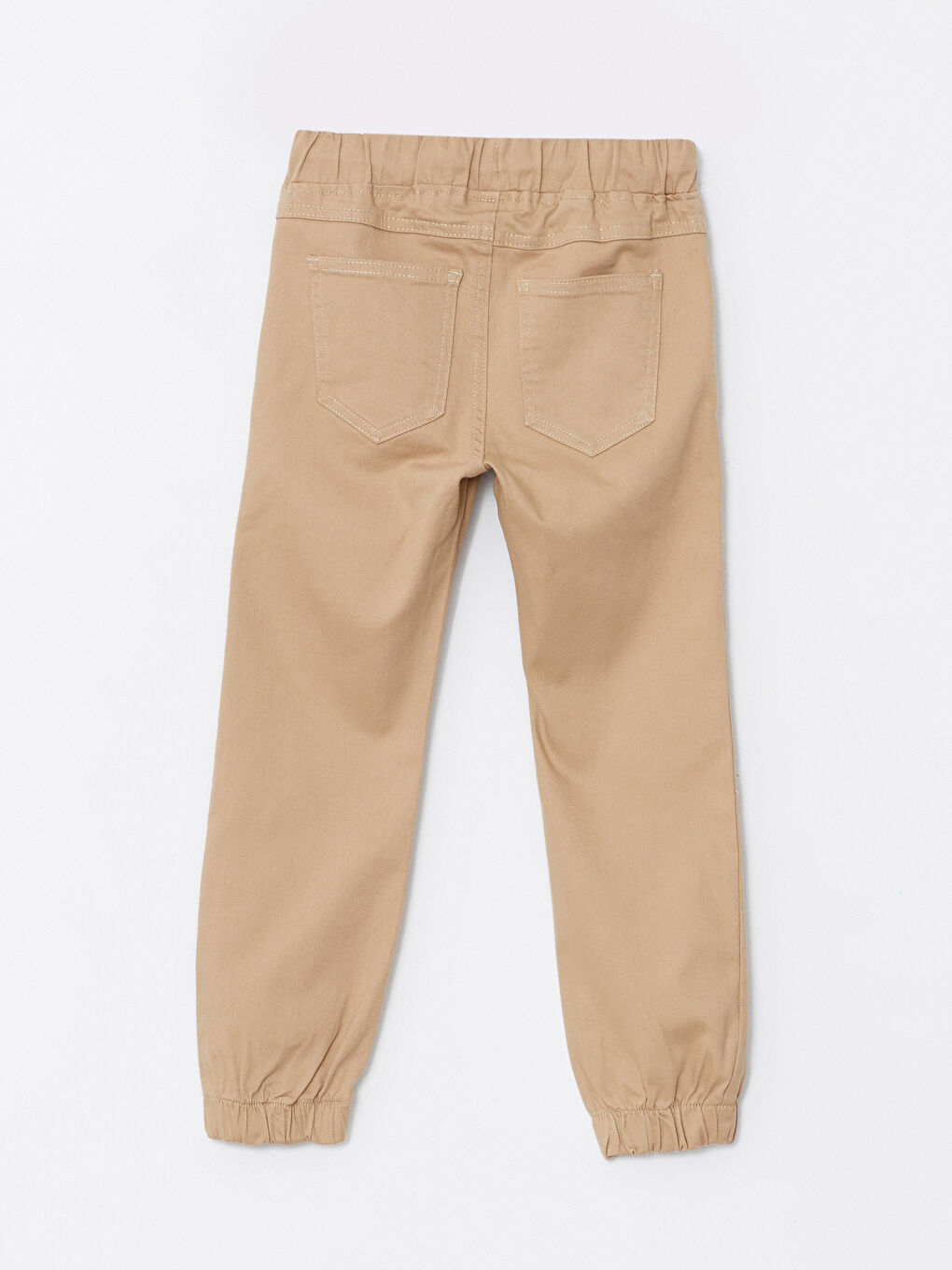 Elastic Waist Basic Gabardine Boy Jogger Trousers-2
