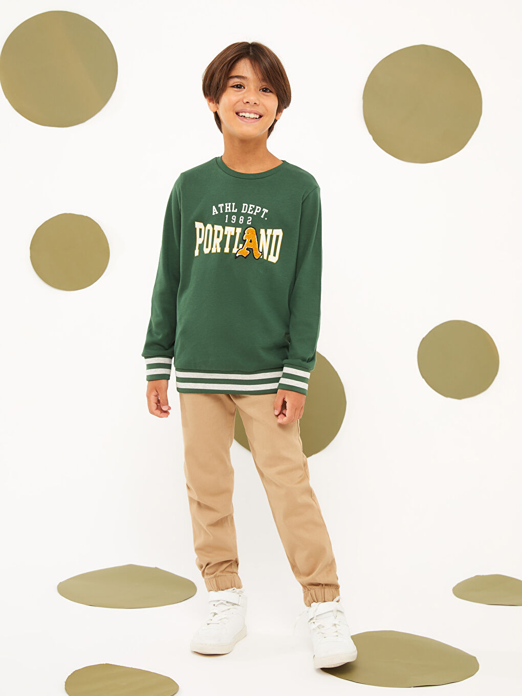 Elastic Waist Basic Gabardine Boy Jogger Trousers