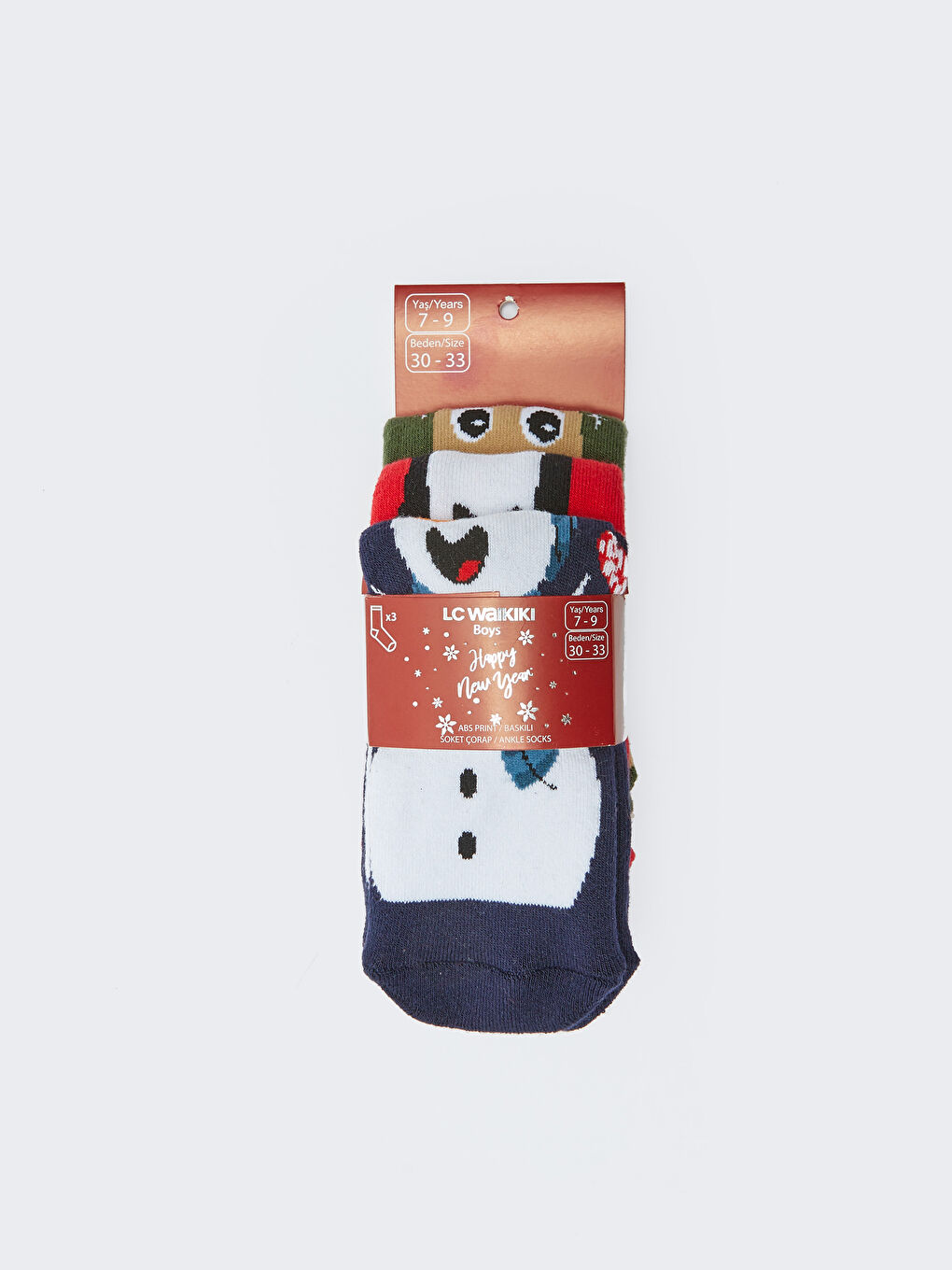 LCW Kids Christmas Themed Boys' Ankle Socks 3-Pack -W2GA10Z4-K00
