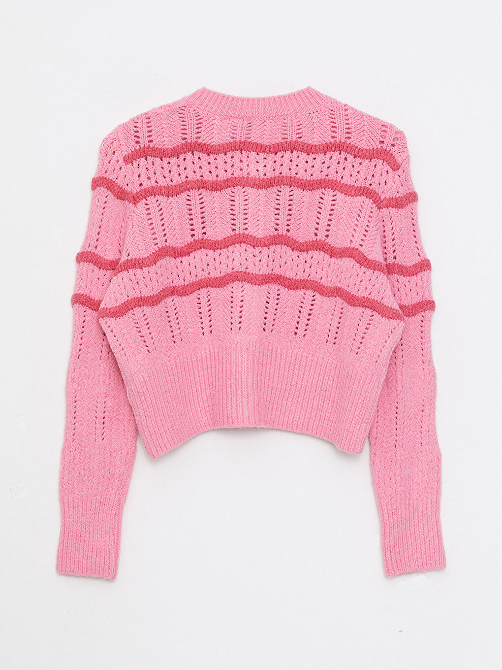 Crew Neck Patterned Long Sleeve Women's Knitwear Cardigan-6