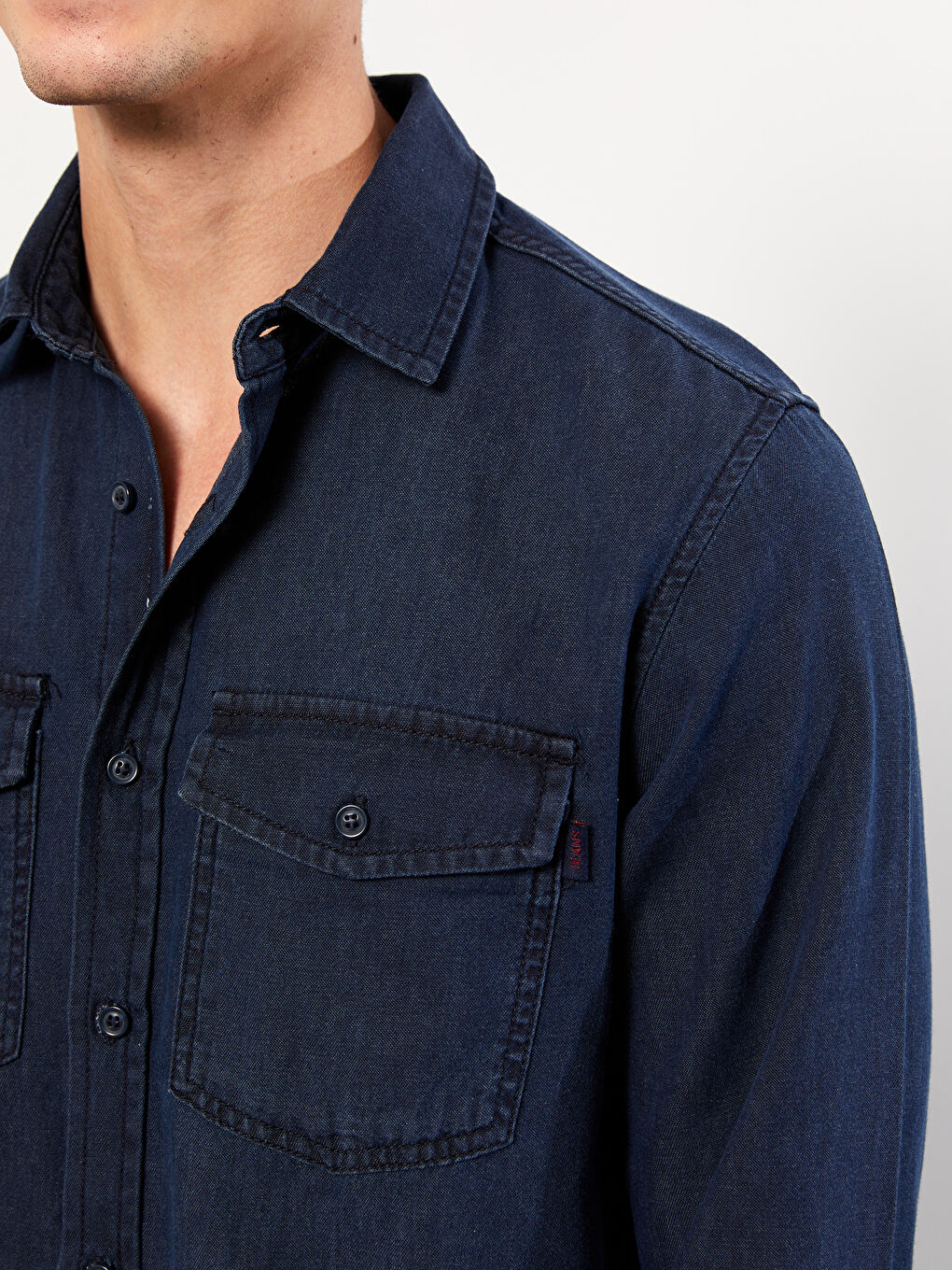 Regular Fit Long Sleeve Men's Denim Shirt-3