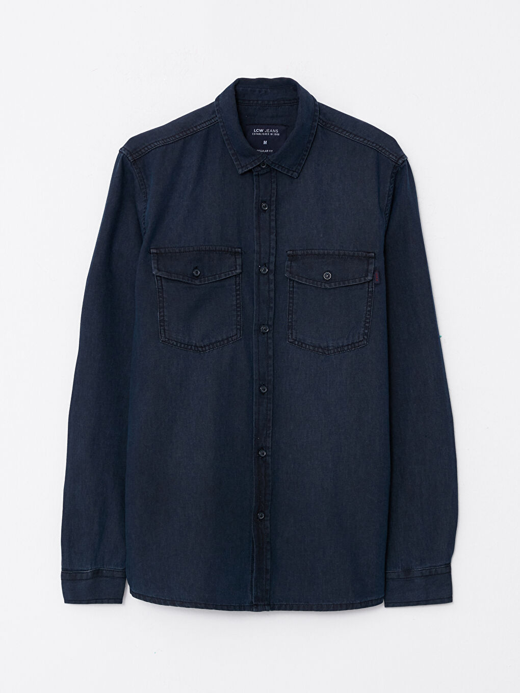 Regular Fit Long Sleeve Men's Denim Shirt-5