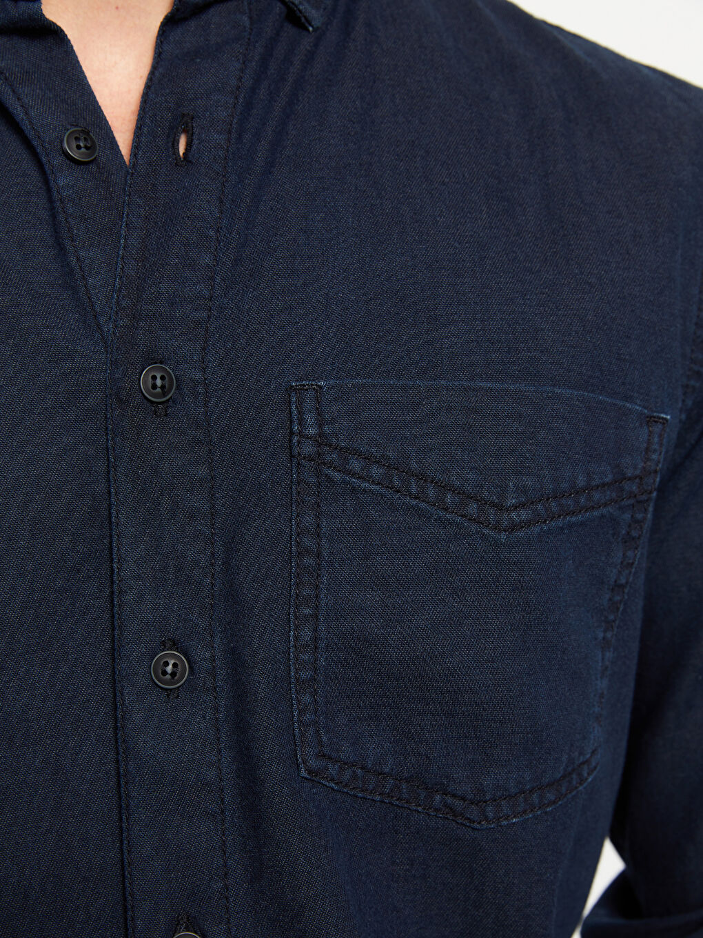 Regular Fit Long Sleeve Men's Denim Shirt-3