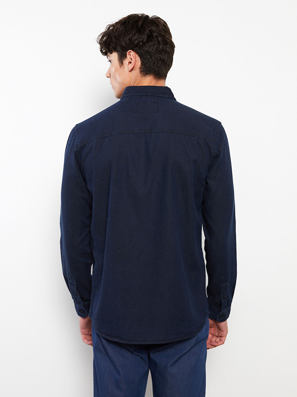 Regular Fit Long Sleeve Men's Denim Shirt-4