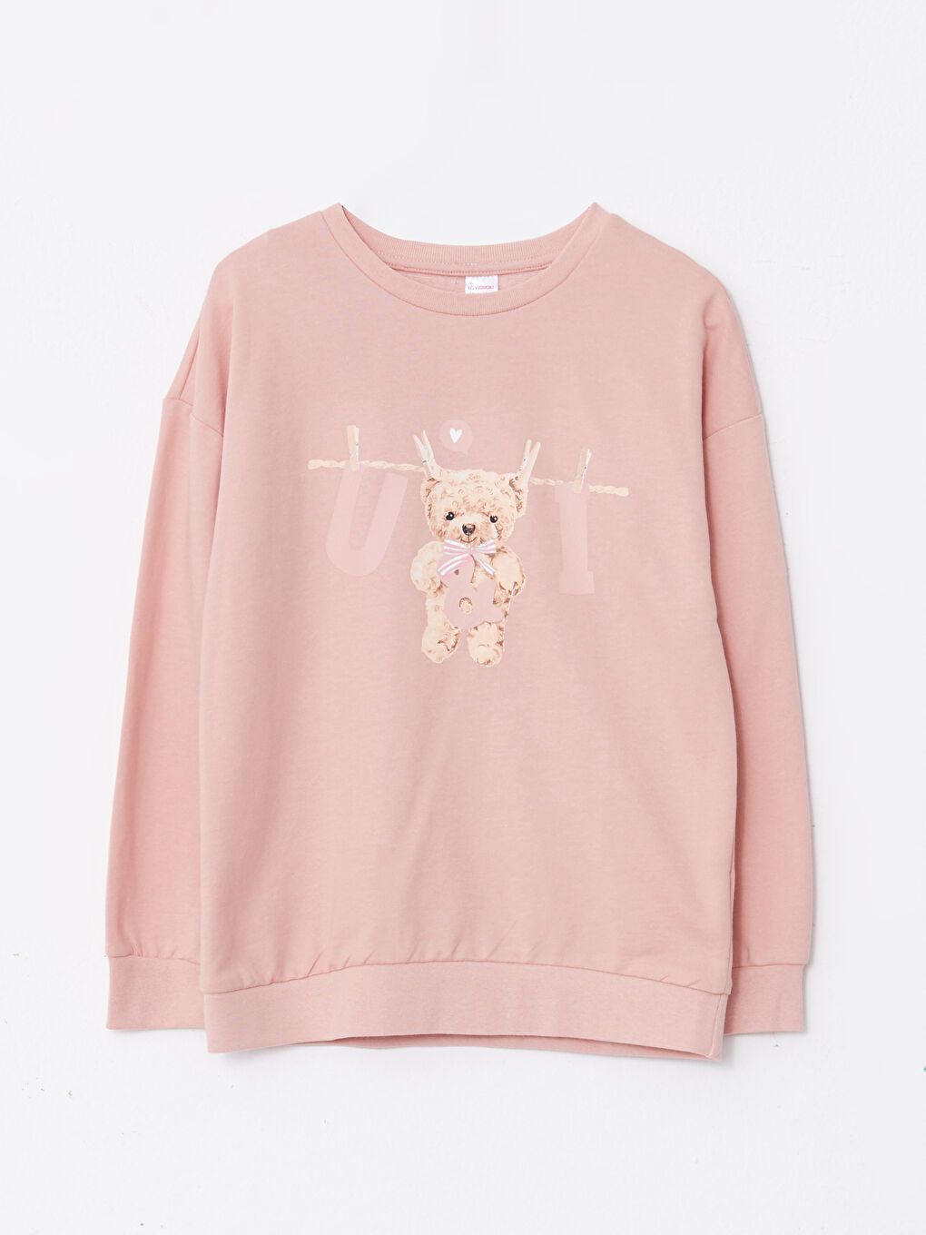 Crew Neck Printed Long Sleeve Girls' Sweatshirt and Trousers-1
