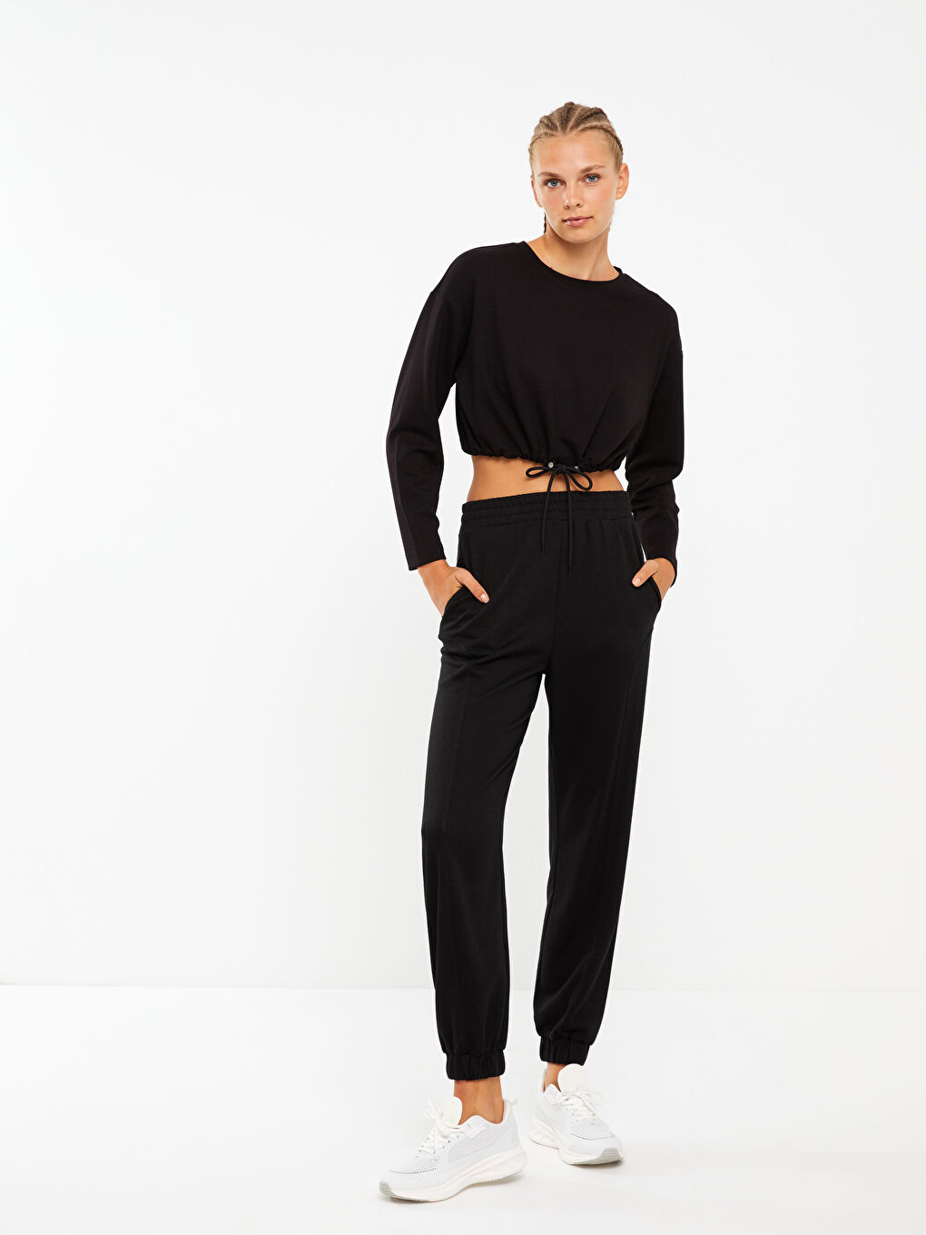 Women's Elasticated Waist Plain Jogger Sweatpants