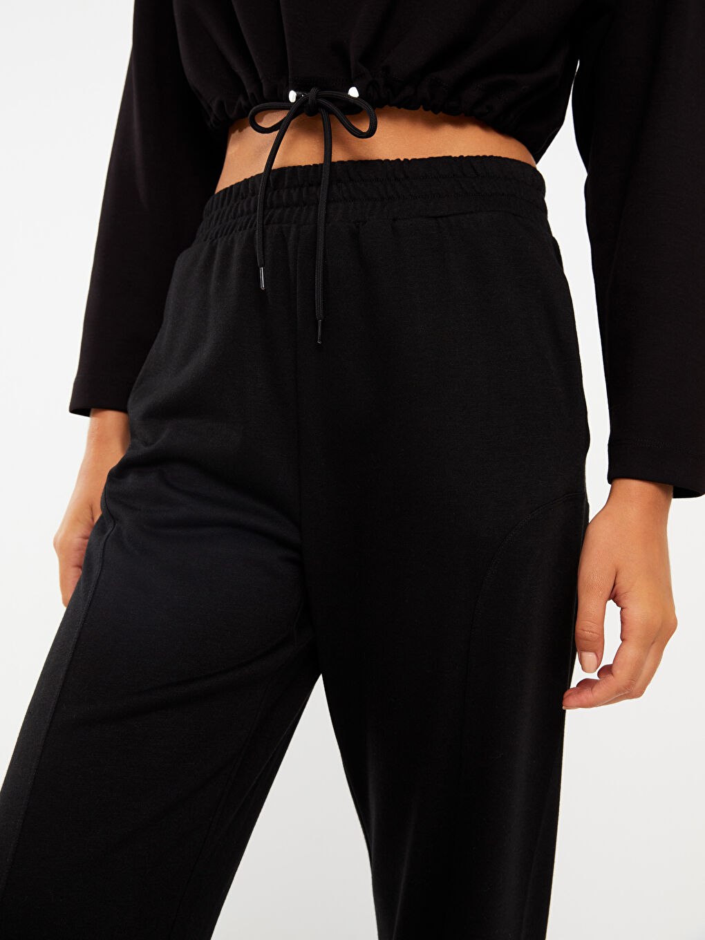 Women's Elasticated Waist Plain Jogger Sweatpants-2